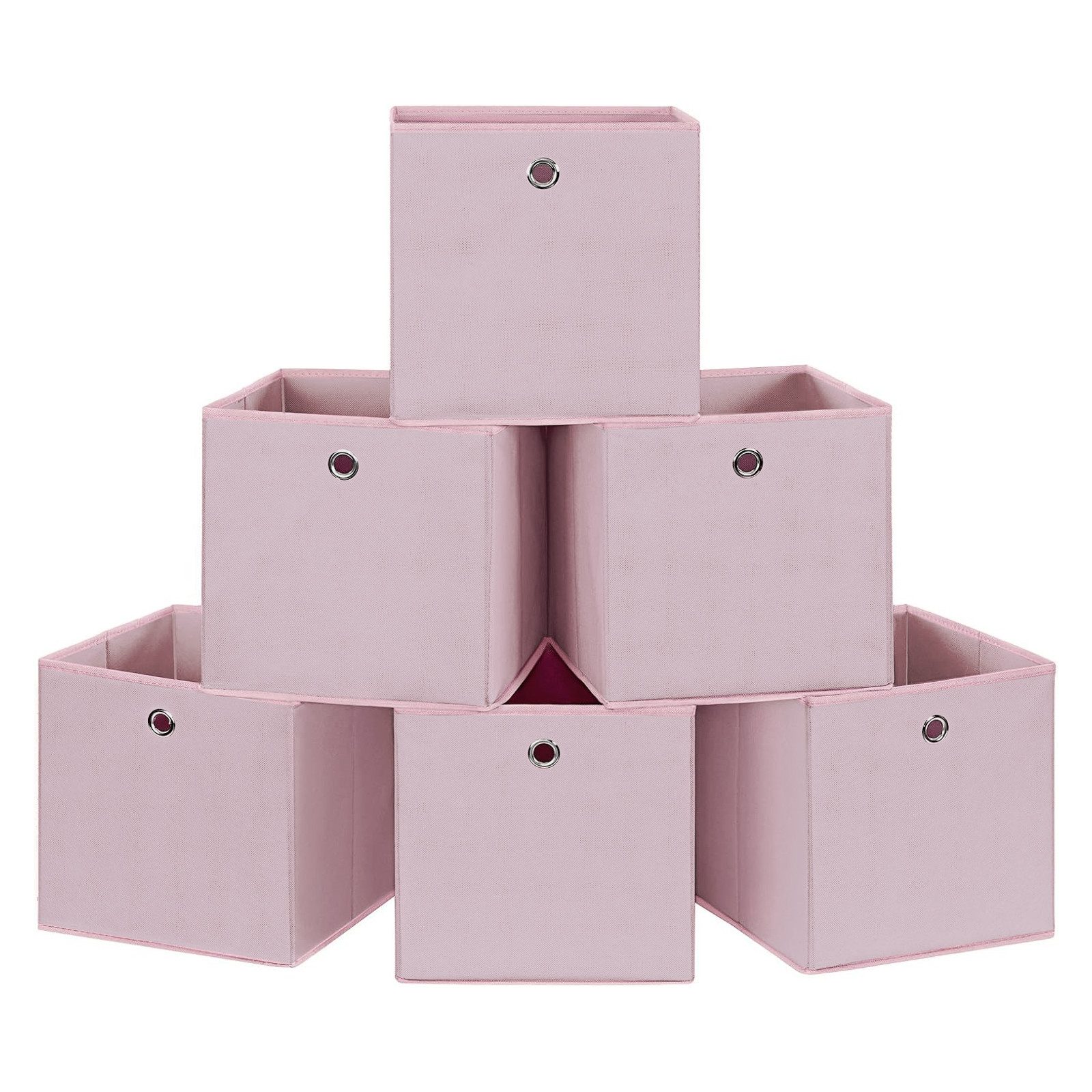 SONGMICS Aufbewahrungsbox 6er Set, Faltbare Stoffbox mit Metallöse, 30 x 30 x 30 cm
