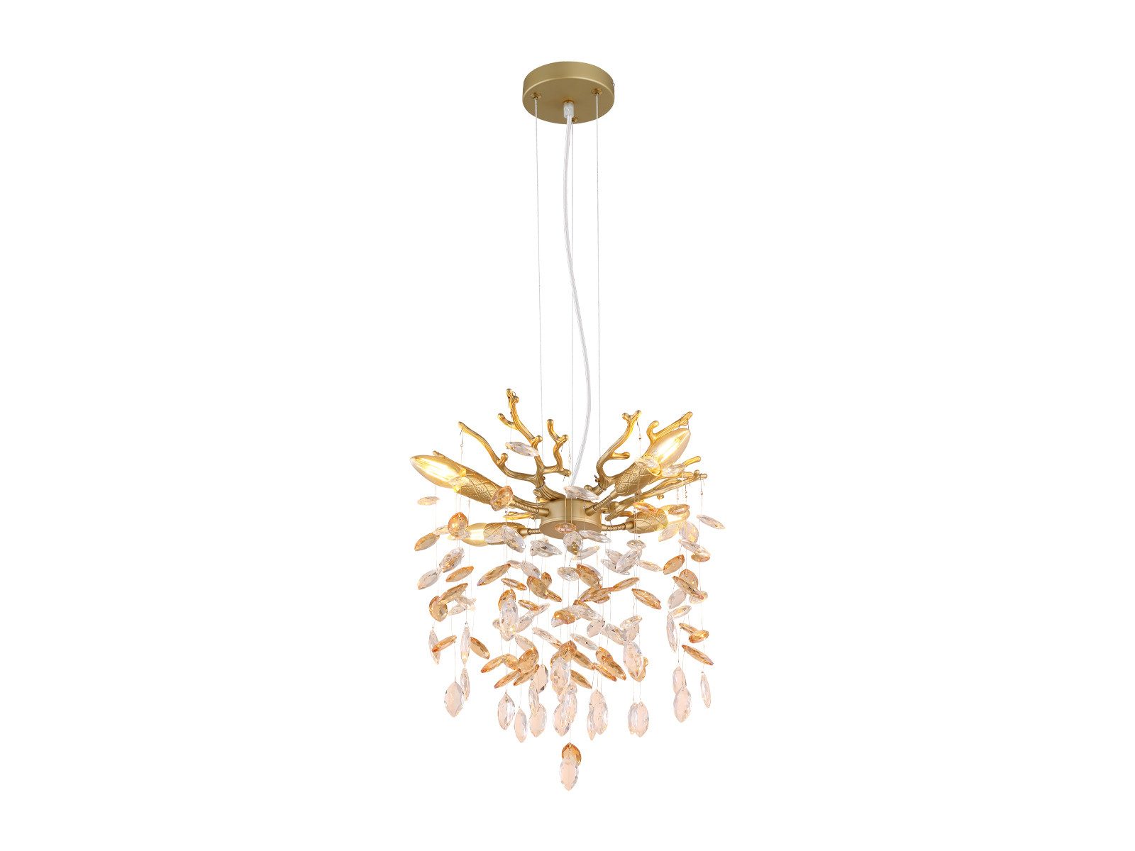 GLOBO LIGHTING LED Kronleuchter mit Kristall 2-farbig Ø 40cm, Dimmfunktion, LED wechselbar, Warmweiß, ausgefallene Pendelleuchte für Esstisch, Esszimmer-Lampe hängend