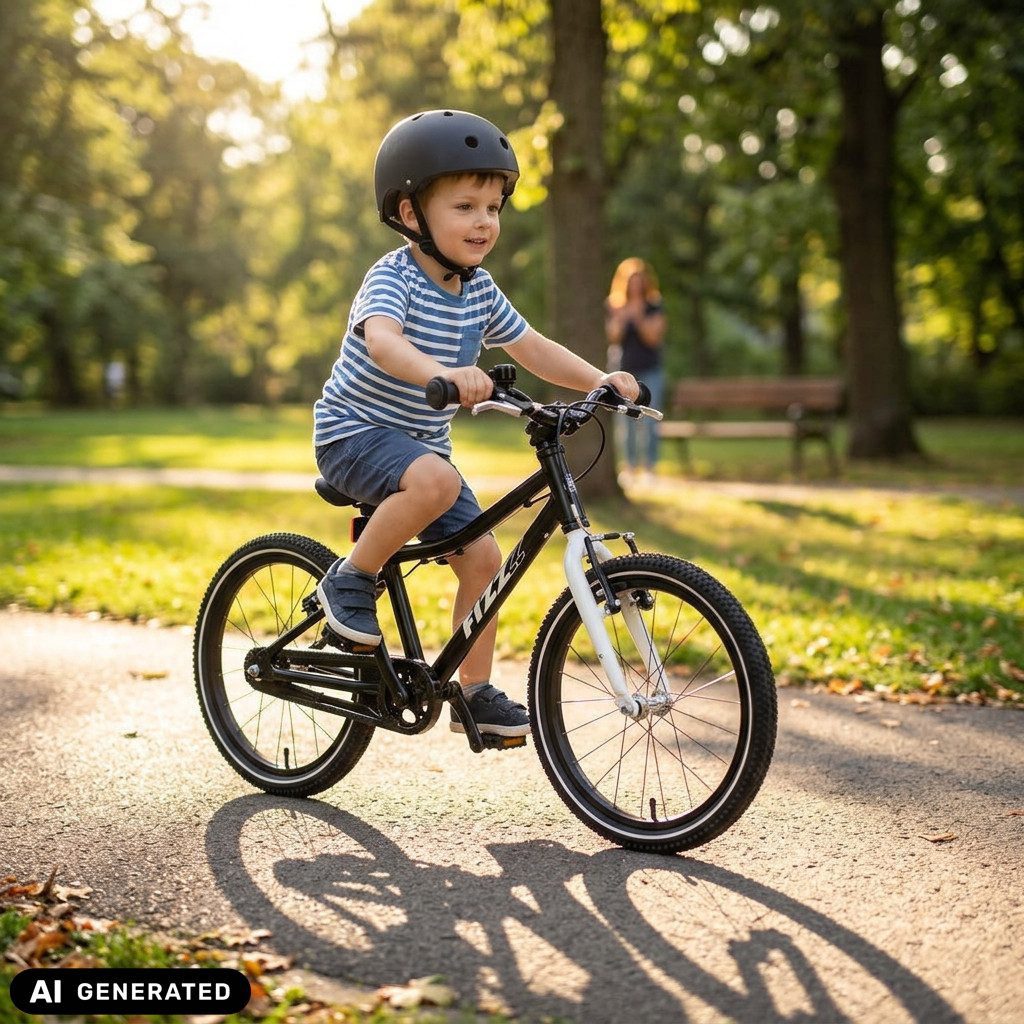 Bachtenkirch Kinderfahrrad FIZZ 18 Zoll Schwarz Matt Superleichtes Kinderrad Fahrrad ab 4 Jahre, Leicht (ca. 6 kg), Vormontiert, Qualitativ Hochwertig