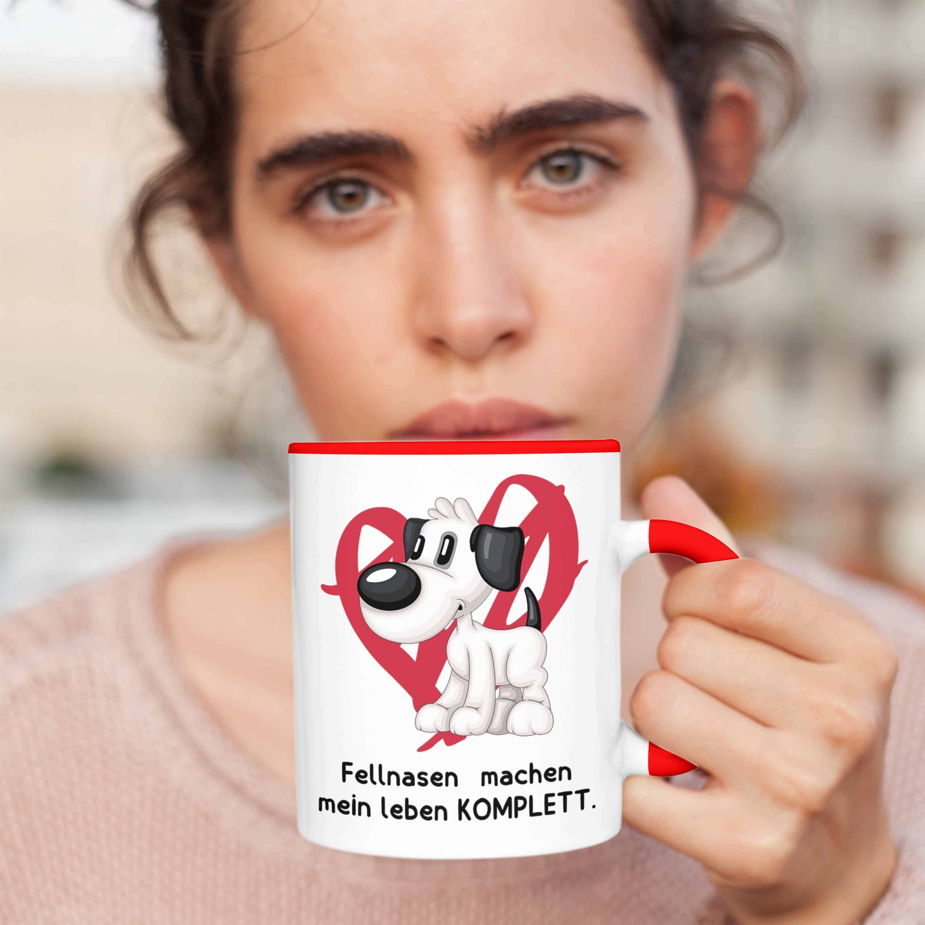 Tasse Hundebesitzer Rot Tasse Fellnasen mein Geschenk Trendation Leben machen Kaffee-Becher