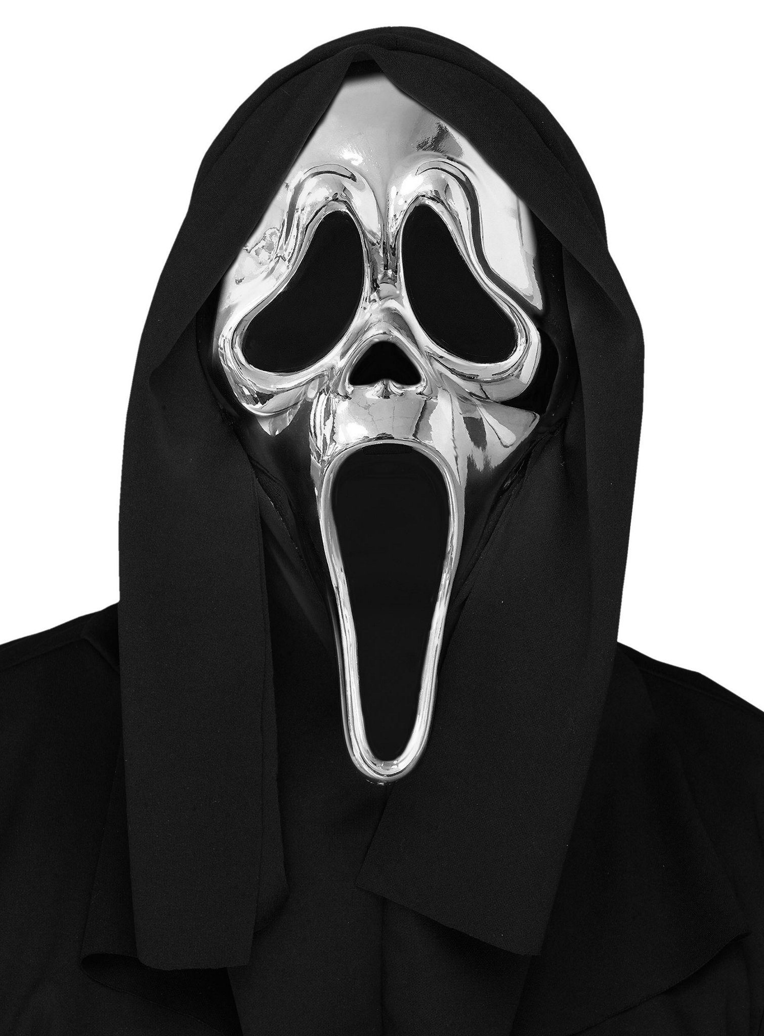 Fun World Verkleidungsmaske Scream Maske silber, Originelle Ghostface Maske für Halloween und Karneval