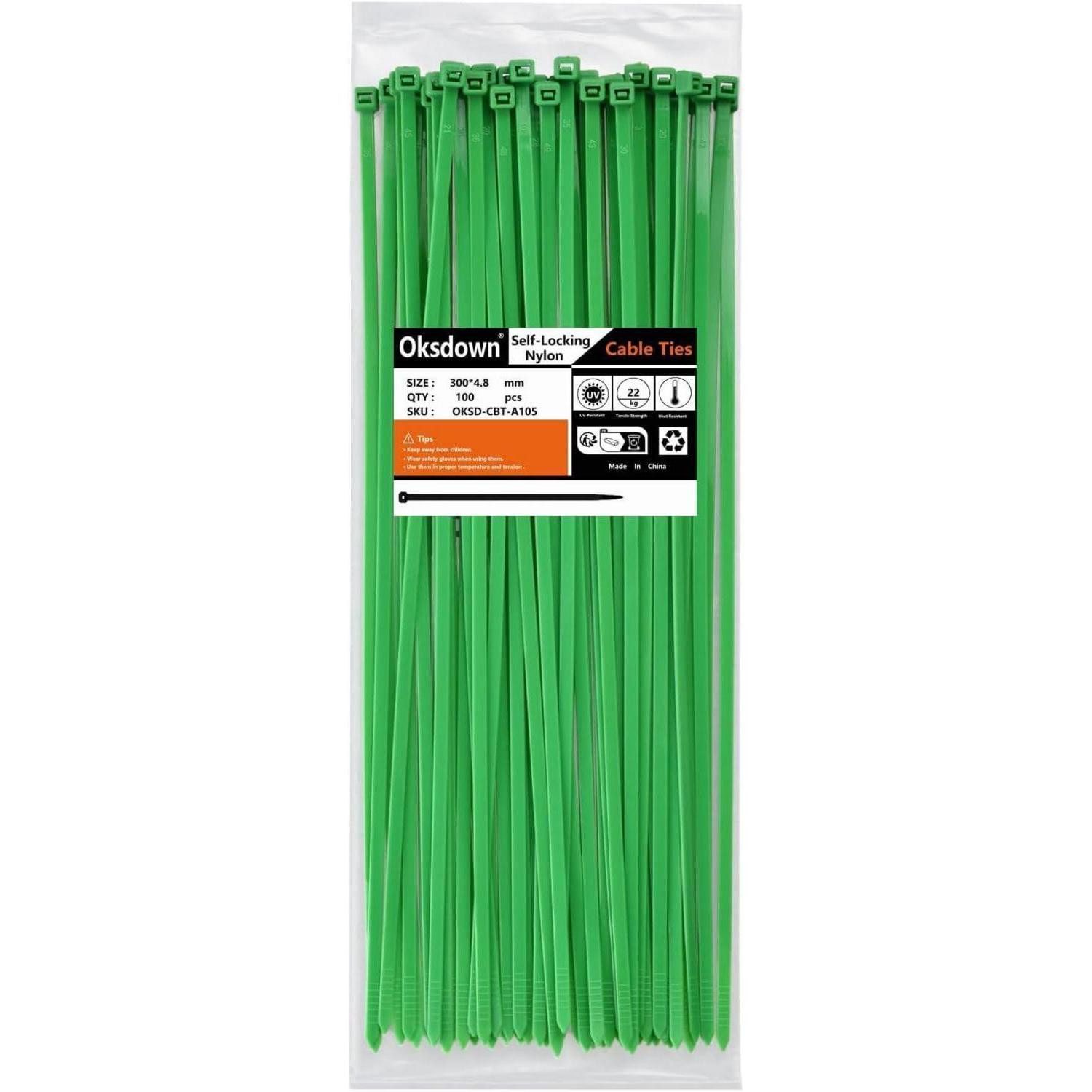 LuxusKollektion Kabelbinder Kabelbinder Grün 300mm x 4,8mm 100Stk