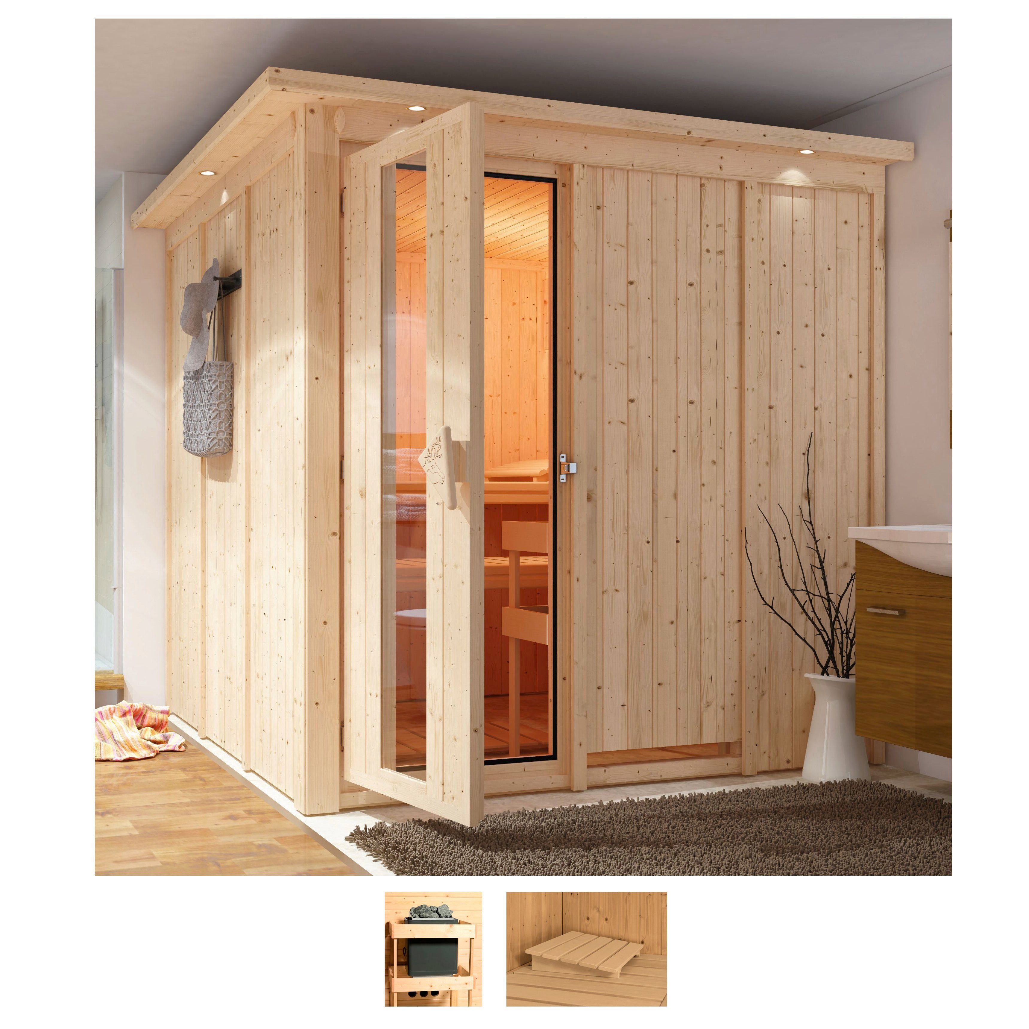 Karibu Sauna Romina, BxTxH: 210 x 210 x 202 cm, 68 mm, (Set) ohne Ofen