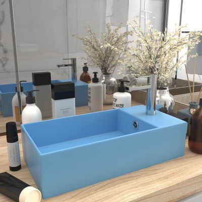 vidaXL Waschbecken Badezimmer-Waschbecken mit Überlauf Keramik Hellblau