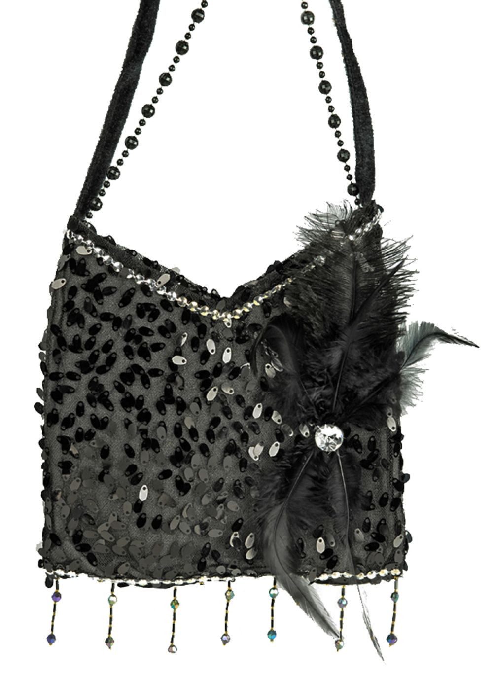 Das Kostümland Kostüm Charleston Pailletten Handtasche, Schwarz