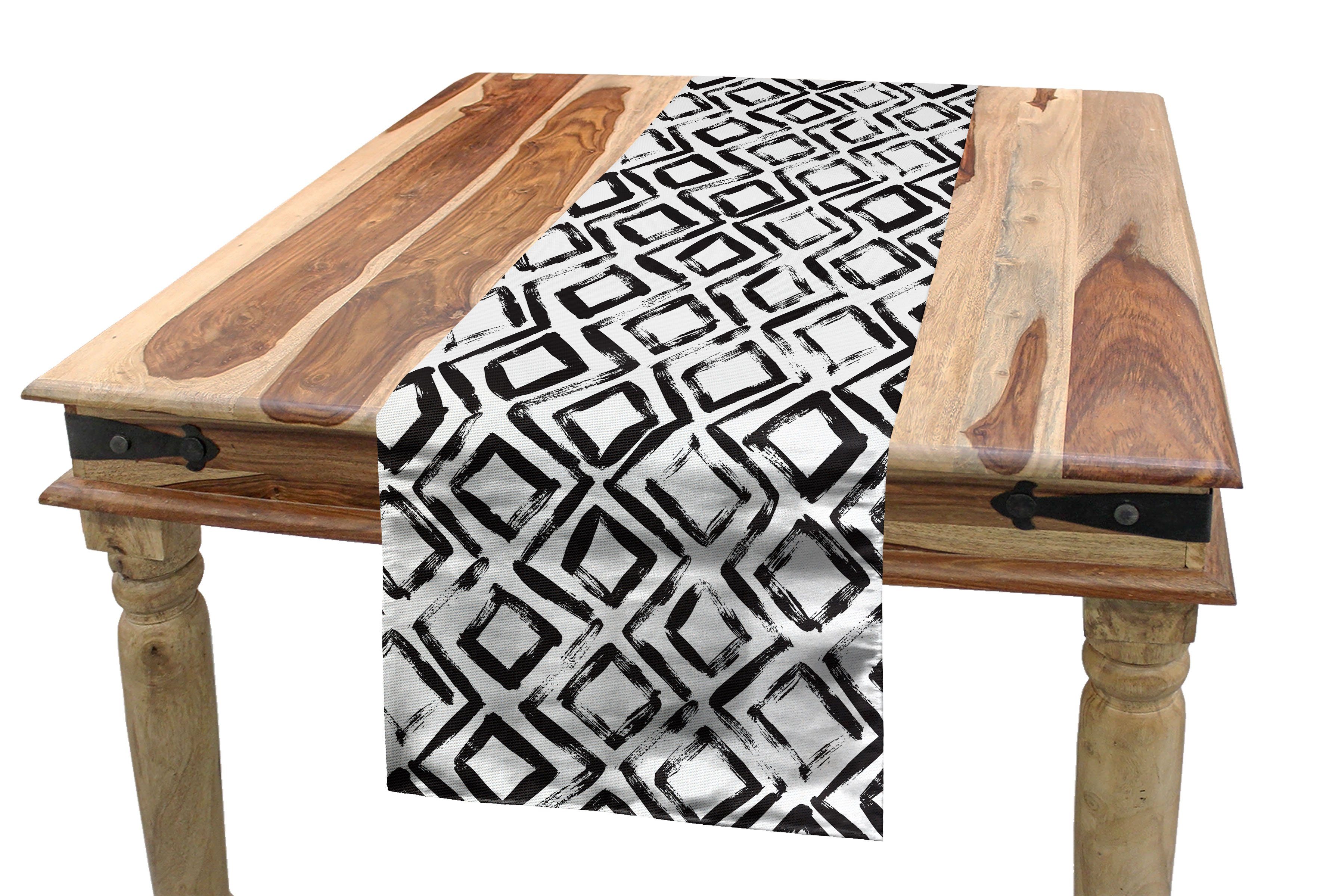 Abakuhaus Tischläufer Esszimmer Küche Rechteckiger Hand gezeichnete Dekorativer Drucken Rhombus Tischläufer, Streifen