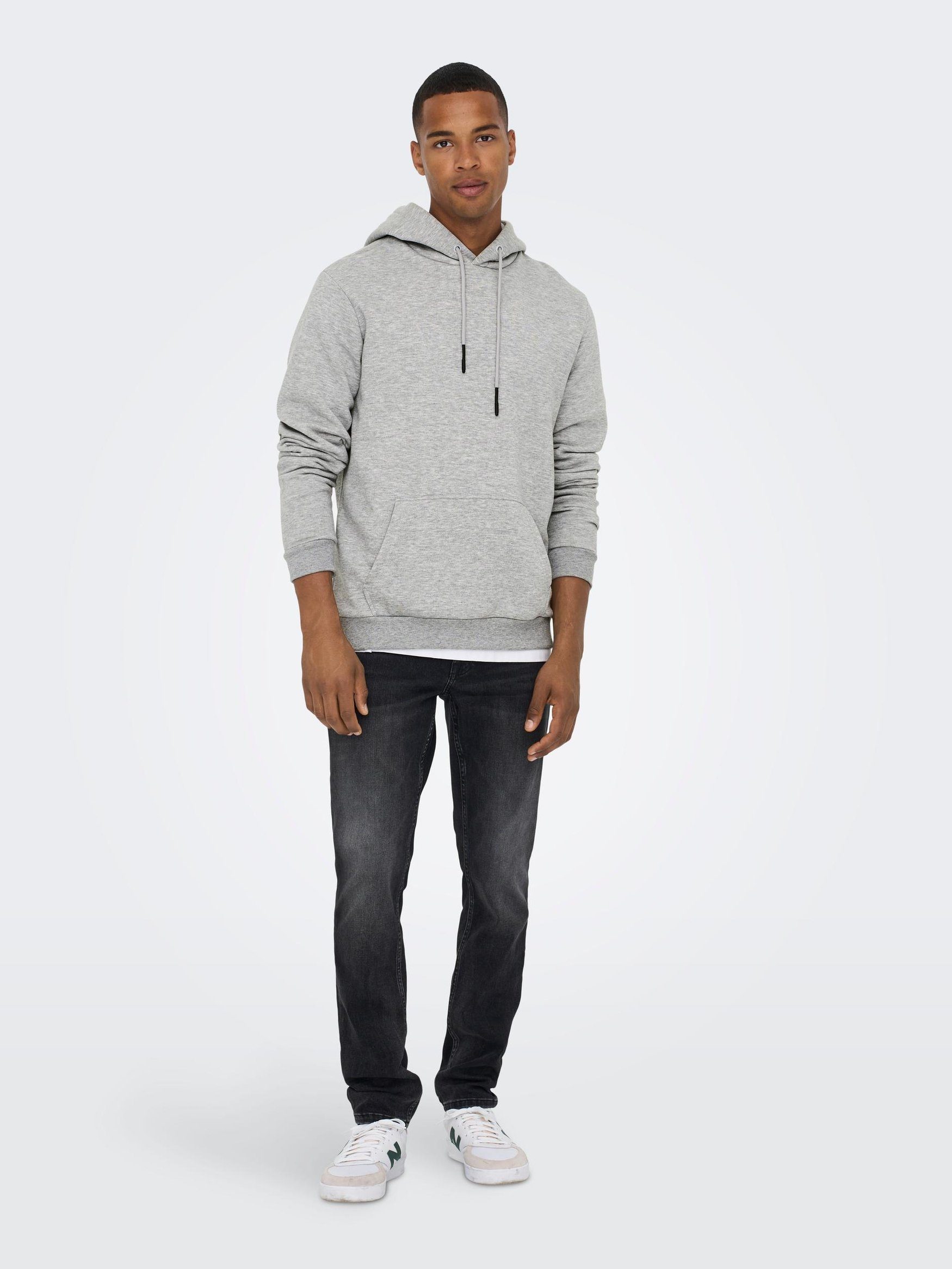 ONLY Hoodie Grau-2 in 5425 & Kapuzen SONS Pullover Basic Hoodie Weicher ONSCERES