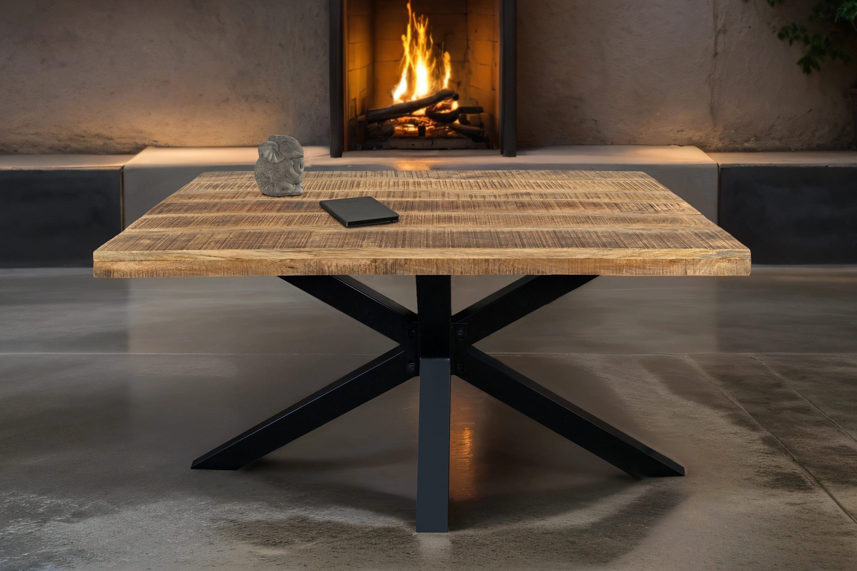 SAM® Esstisch Jamiro, massives Mangoholz, gerade Kante, Metallgestell, bis 3 Meter