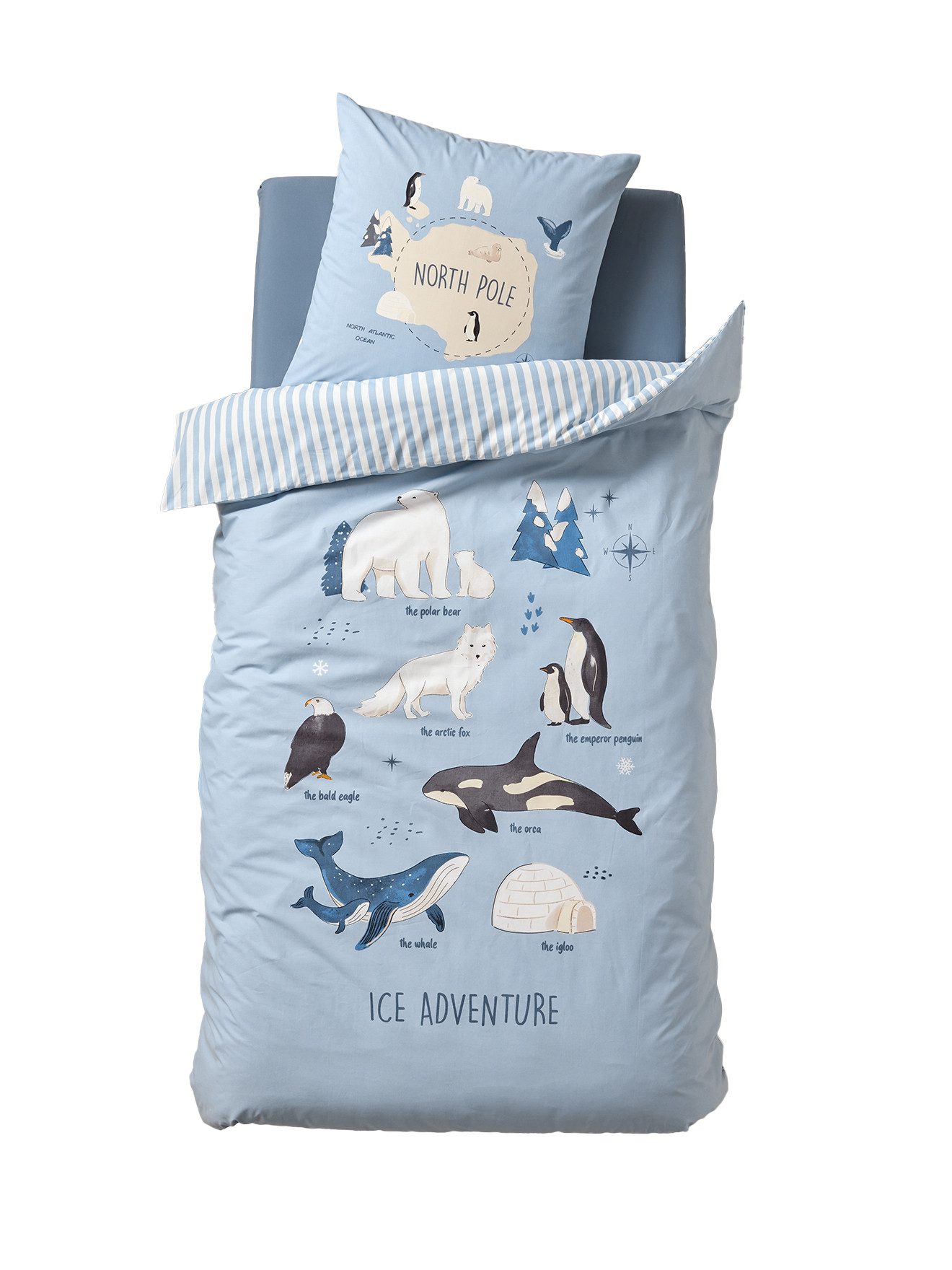 vertbaudet Bettbezug Kinder Bettwäsche-Set NORTH POLE ADVENTURE