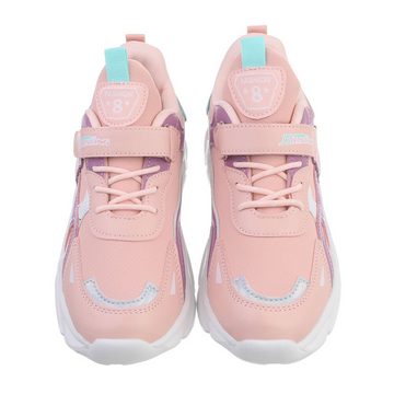 Ital-Design Kinder Low-Top Freizeit Sneaker Flach Freizeitschuhe in Rosa