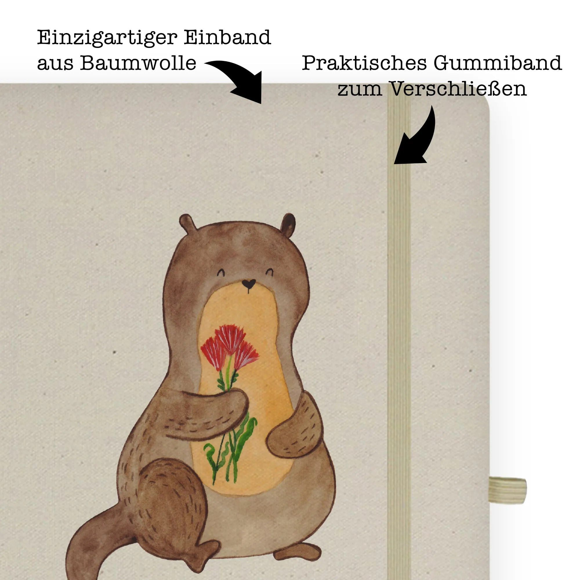 Thumbnail - Mr. & Mrs. Panda Notizbuch Otter Blumenstrauß - Transparent - Geschenk, DIN A4 Notizbuch Für Sch Mr. & Mrs. Panda, Echte...