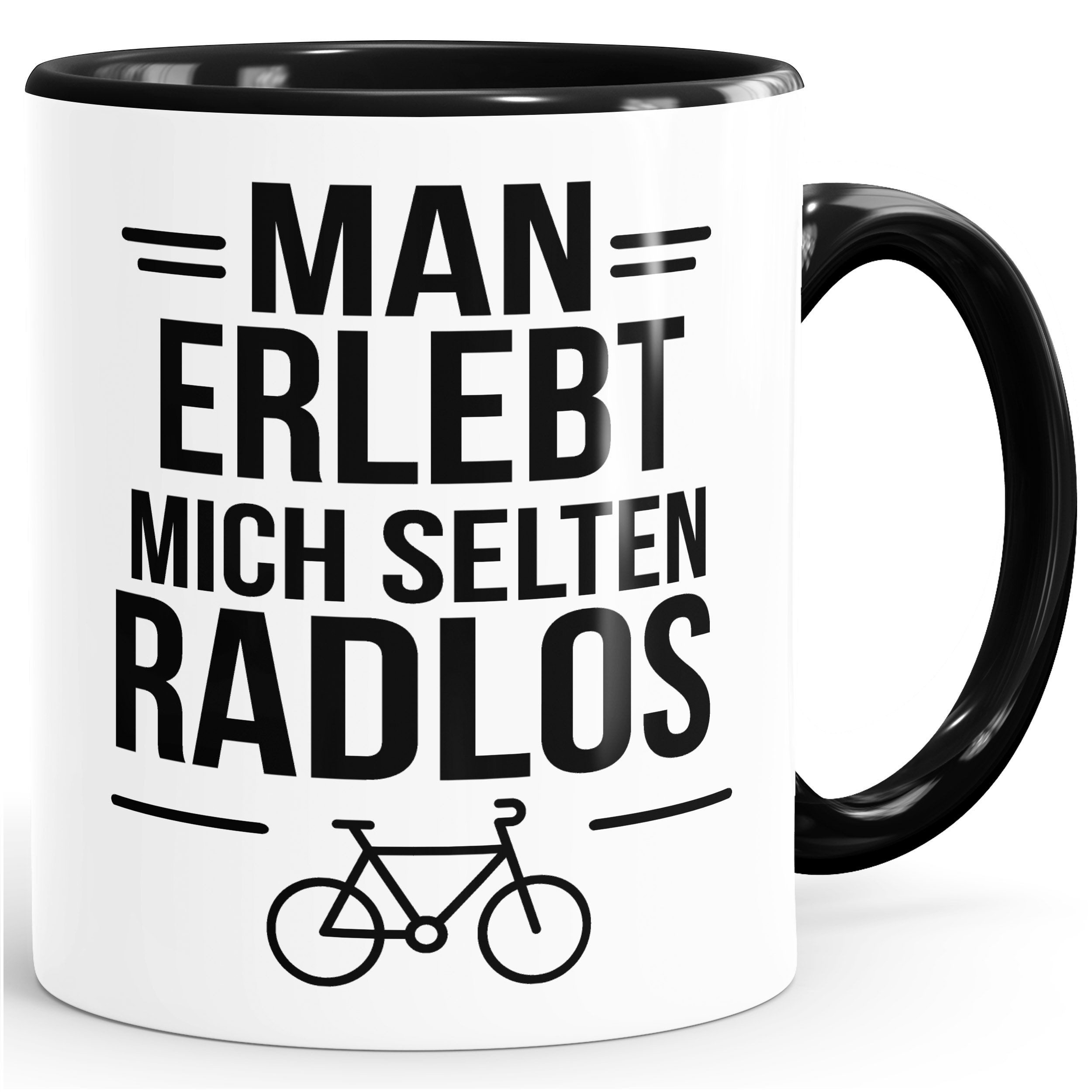 MoonWorks Tasse Tasse Spruch Spruch Fahrradfahrer Man erlebt mich selten radlos, Keramik