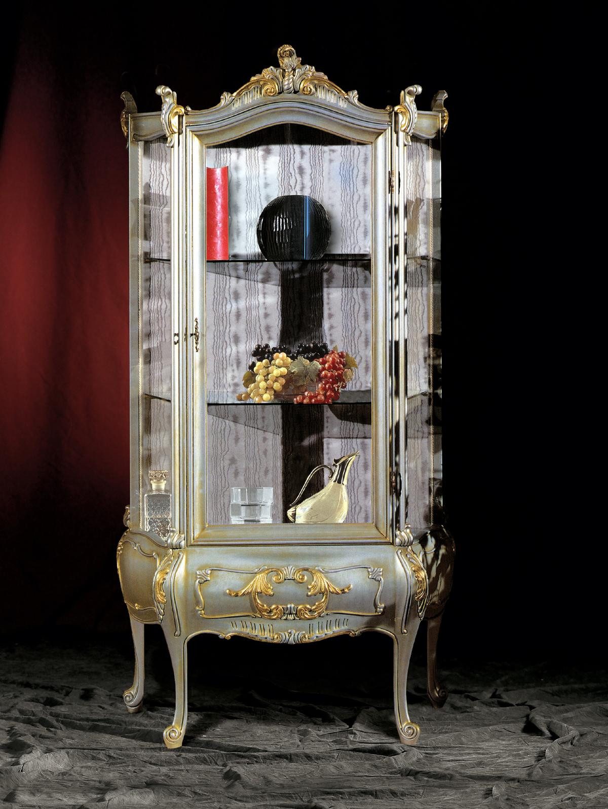 Glasvitrine Elegante Barock Vitrine mit Glastüren - Luxuriöses Regal Neu