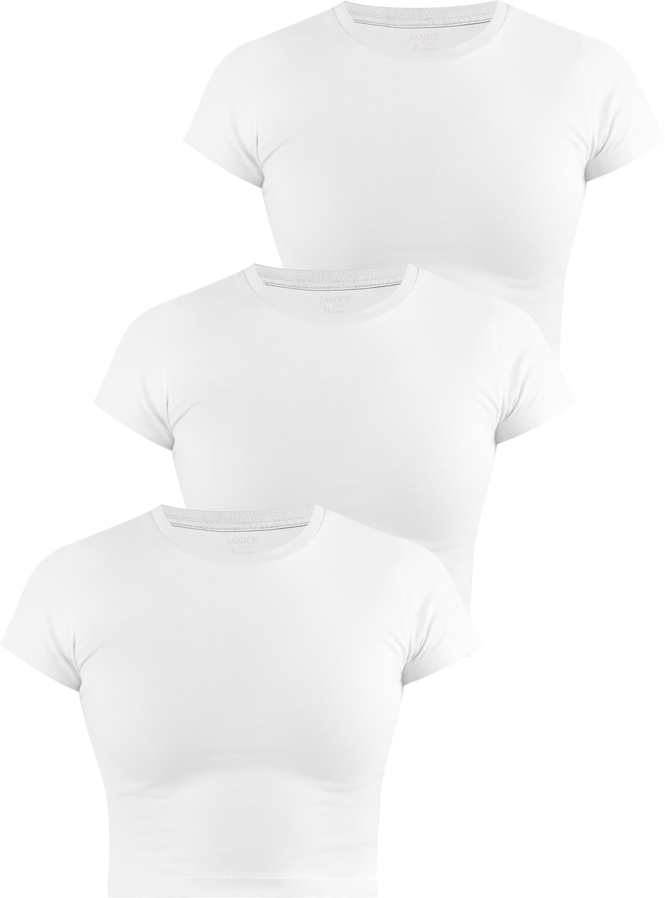 Janice Kurzarmshirt 3 x Damen crop günstig online kaufen