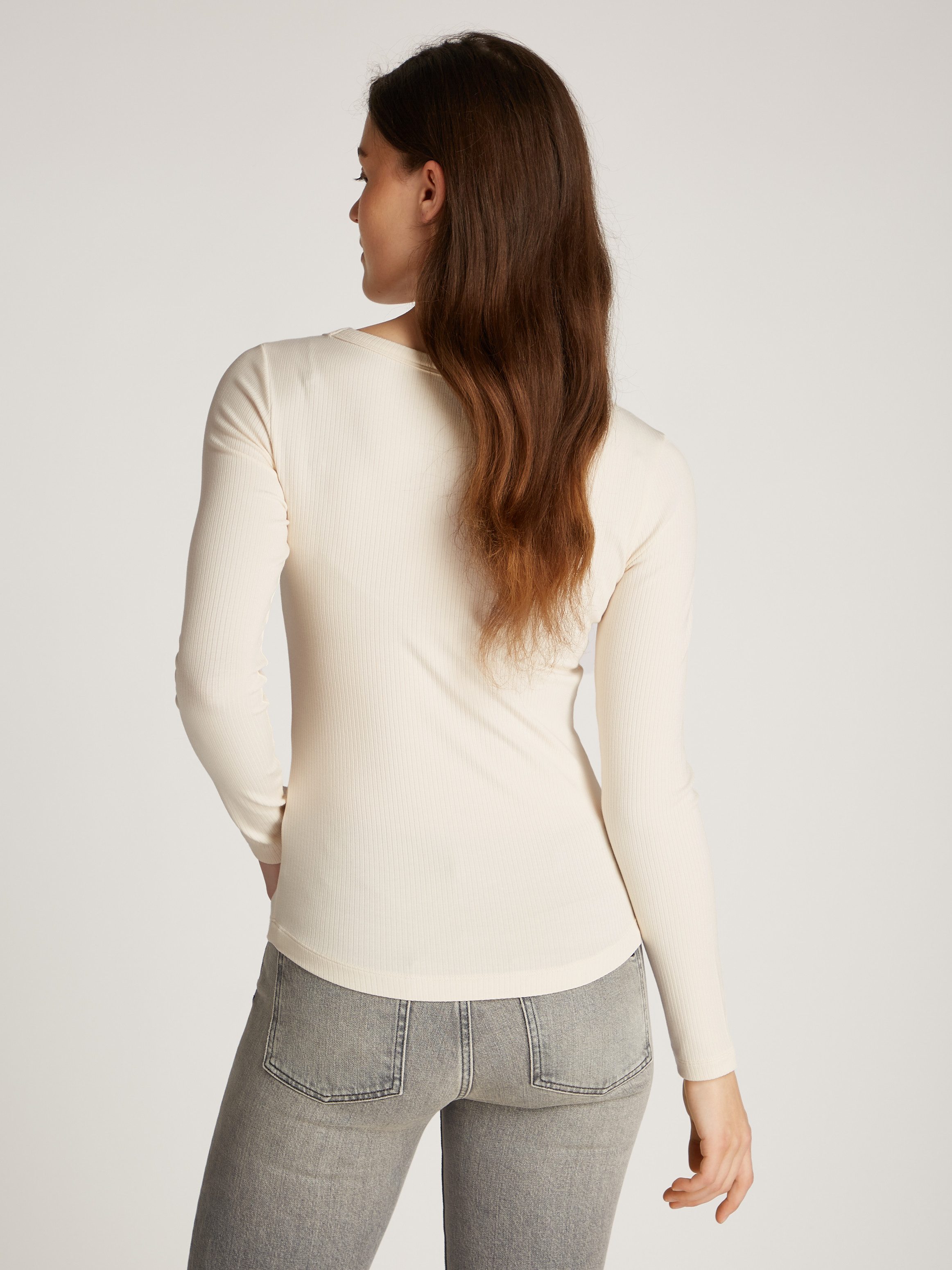 Tommy Hilfiger Langarmshirt SLIM 5X2 RIB O-NK LS mit Struktur günstig online kaufen