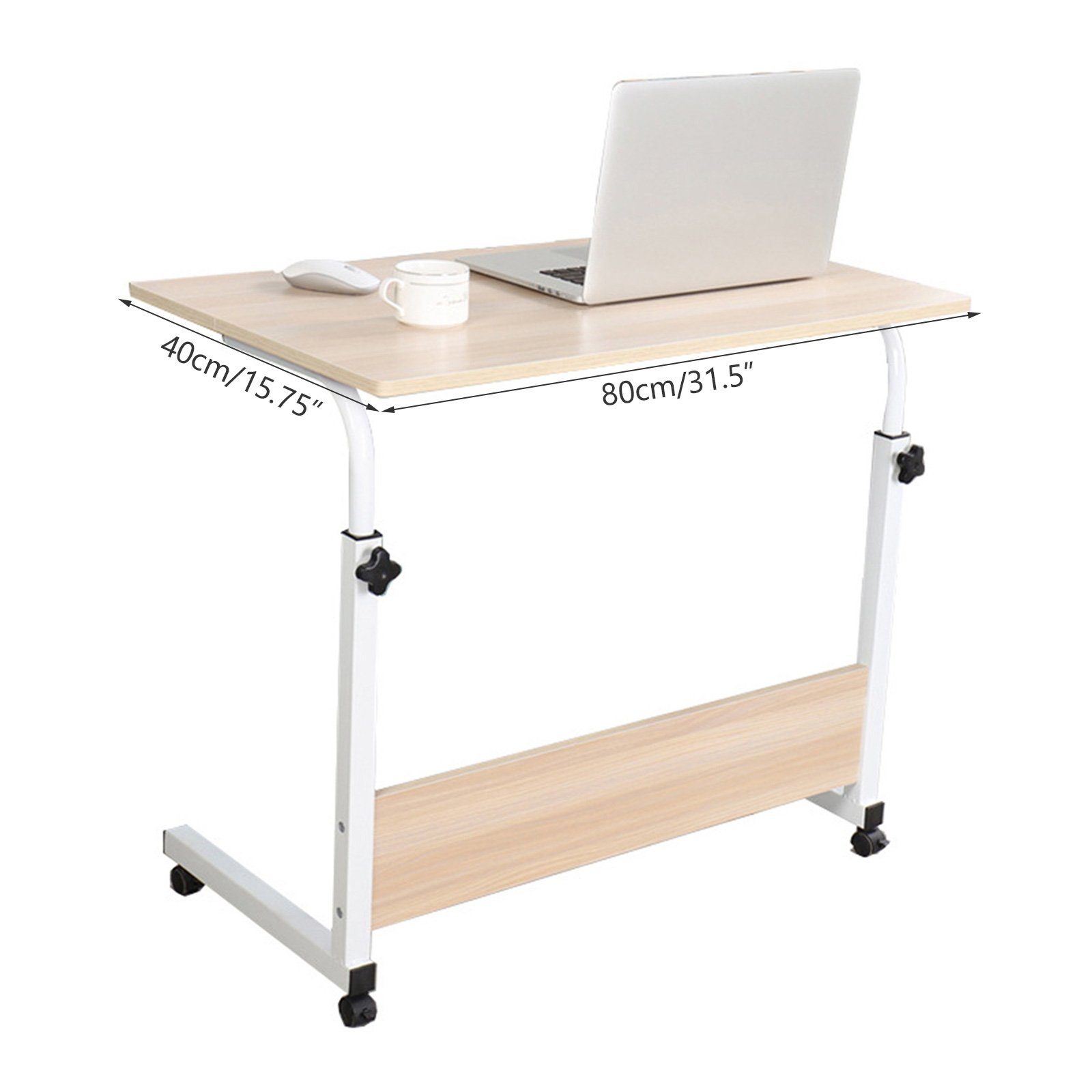 Ahorn TWSOUL drehbarer mit Rollen Weiß Laptoptisch höhenverstellbarer Laptoptisch Schreibtisch