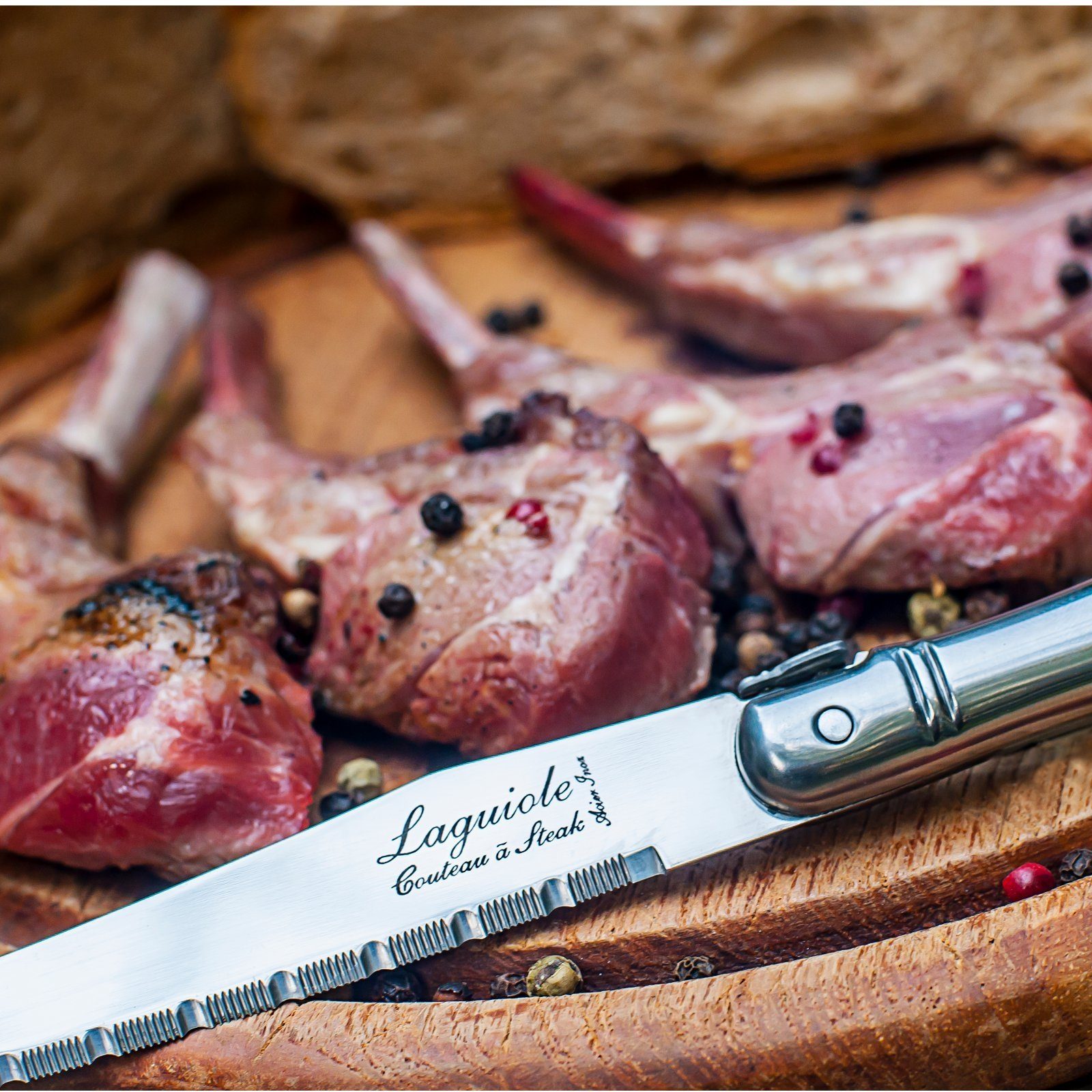 Laguiole Style de Vie Steakmesser LAGUIOLE STEAKMESSER SET "CHIARO", 6 Teile, Edelstahl, silberfarben