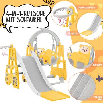 REDOM Rutsche Kinderrutsche mit Basketballkorb und rutschfestem Leiter, mit Schaukel, Basketballkorb, Klettern