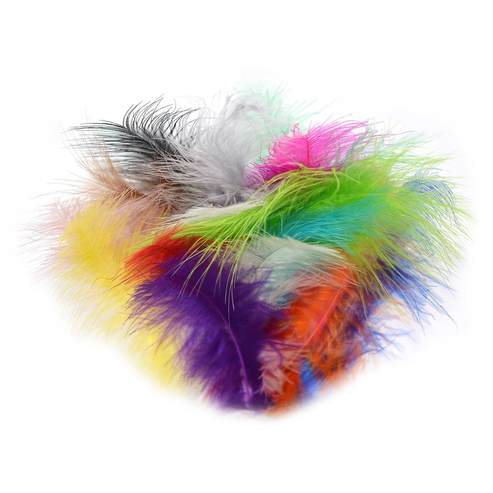 maDDma Bastelfedern 10g Flaumfedern verschiedene Farben und Größen, Farbmix 1