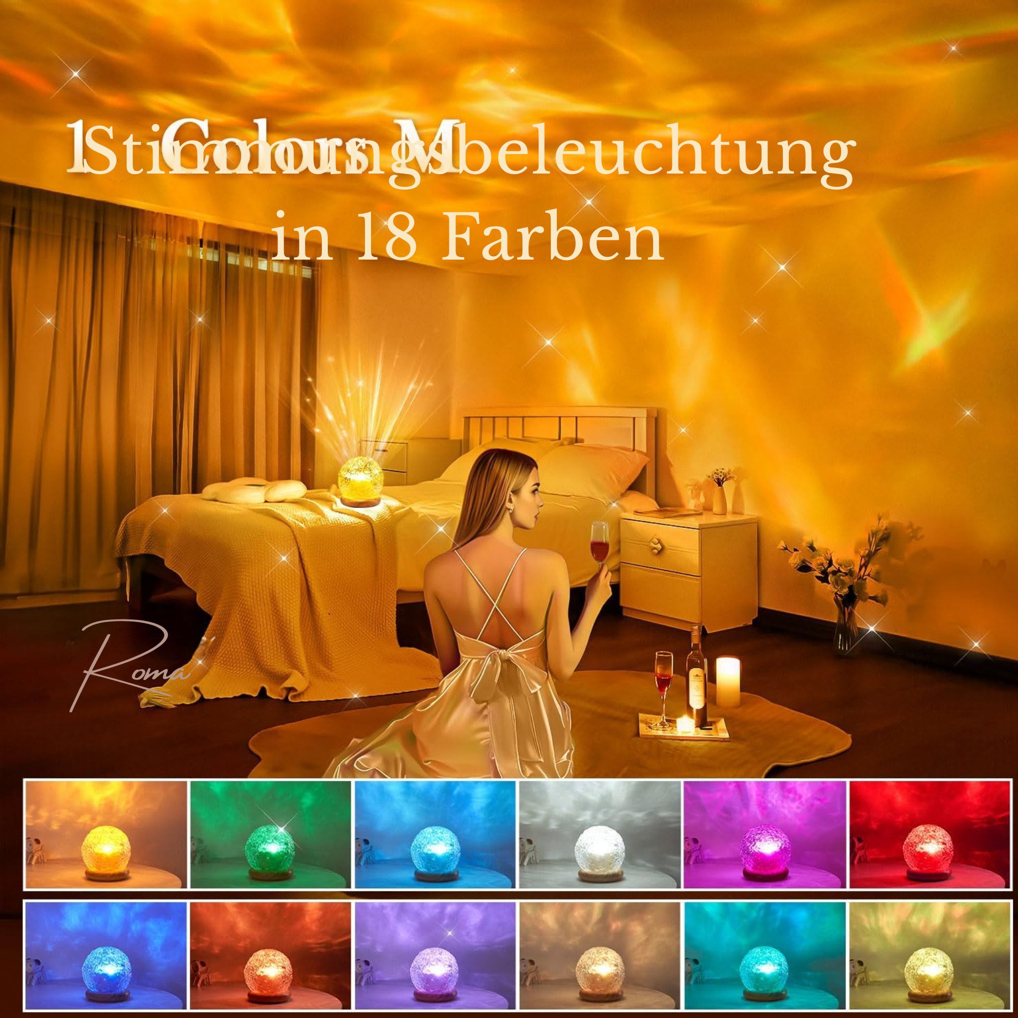 Vivitar LED Nachtlicht Aurora-Kristalllampe 18 Farben, Stimmungsbeleuchtung für Schlafzimmer, Partybeleuchtung, Geschenk für Kinder und Erwachsene zu Weihnachte – Bild 3 von 5