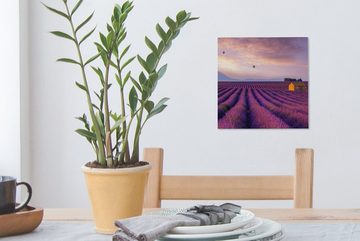OneMillionCanvasses® Leinwandbild Lavendel - Heißluftballon - Berg - Lila, (1 St), Leinwand Bilder für Wohnzimmer Schlafzimmer