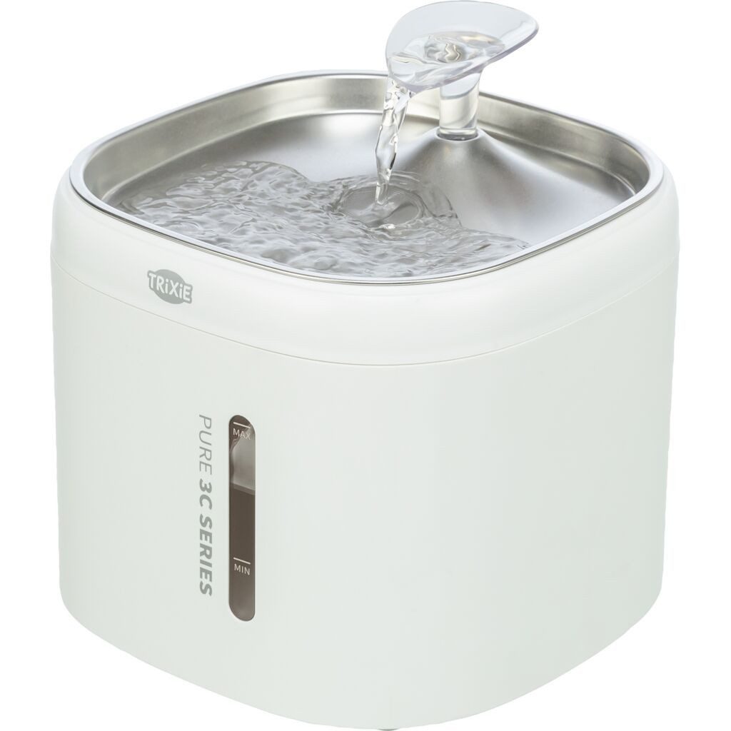 TRIXIE Hundekrawatte Aqua Pure Trinkbrunnen mit Edelstahltrinkschale und Wasserstandsanzeig, Kunststoff/ Edelstahl