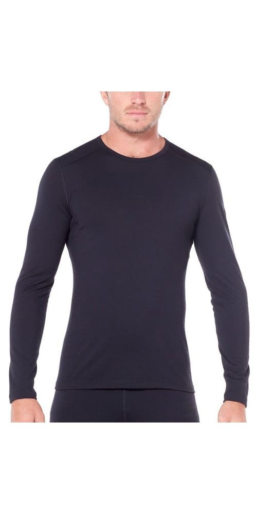 Icebreaker Langarmshirt Unterwäsche 200 Oasis LS Crewe - Merinowolle, enganliegend - schwarz