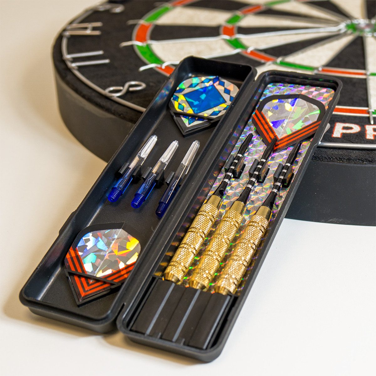 Jollystar Dartpfeil Dartpfeile Set 20 Gramm 15 teilig mit Zubehör und Box Gold, Dartpfeile Set mit 20 Gramm Gewicht inklusive Zubehör