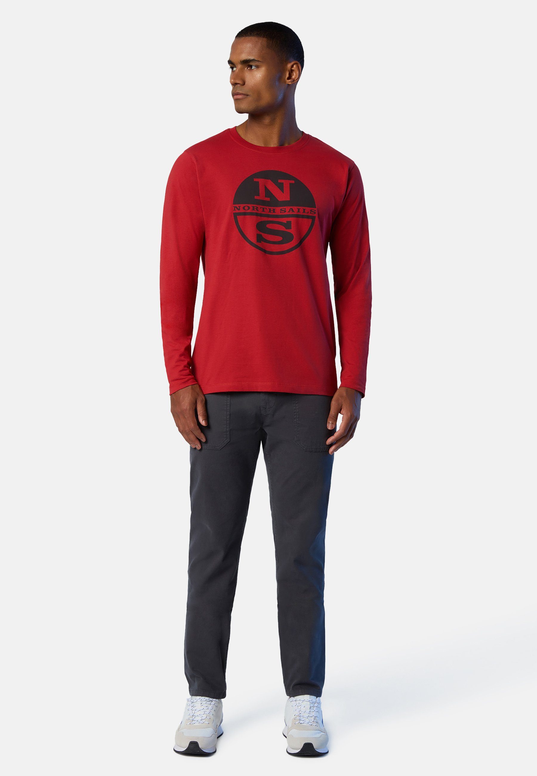 North Sails T-Shirt Langarm-T-Shirt RED Design klassischem mit Logo-Druck mit