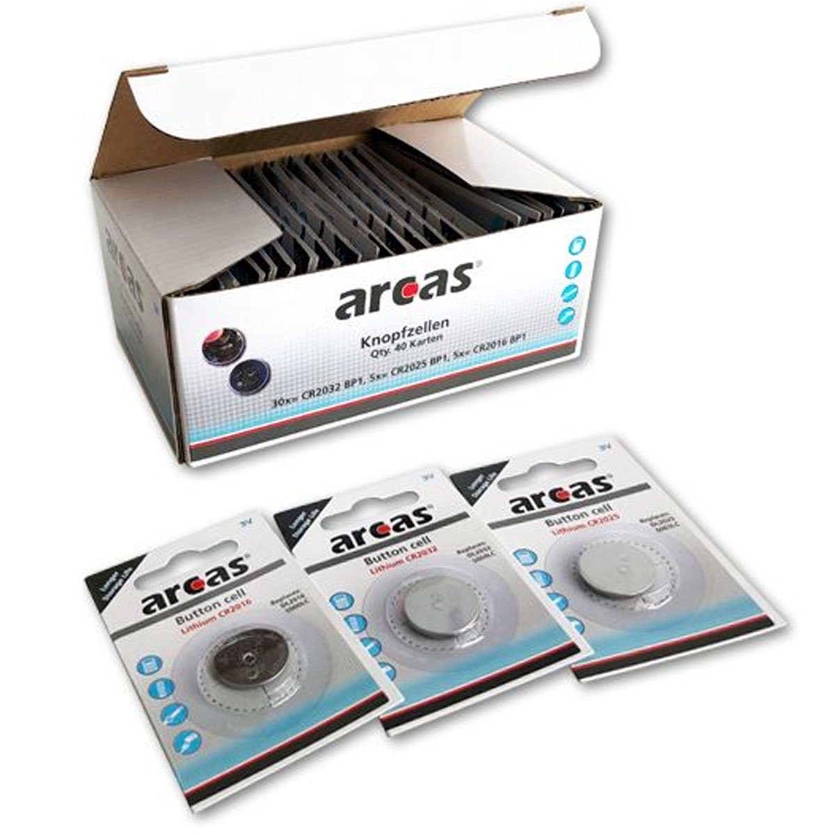 Arcas Vorteils-Set Lithium Батареи bestehend aus 30x CR2032, 5x CR2025, 5 Batterie, (3,0 V)