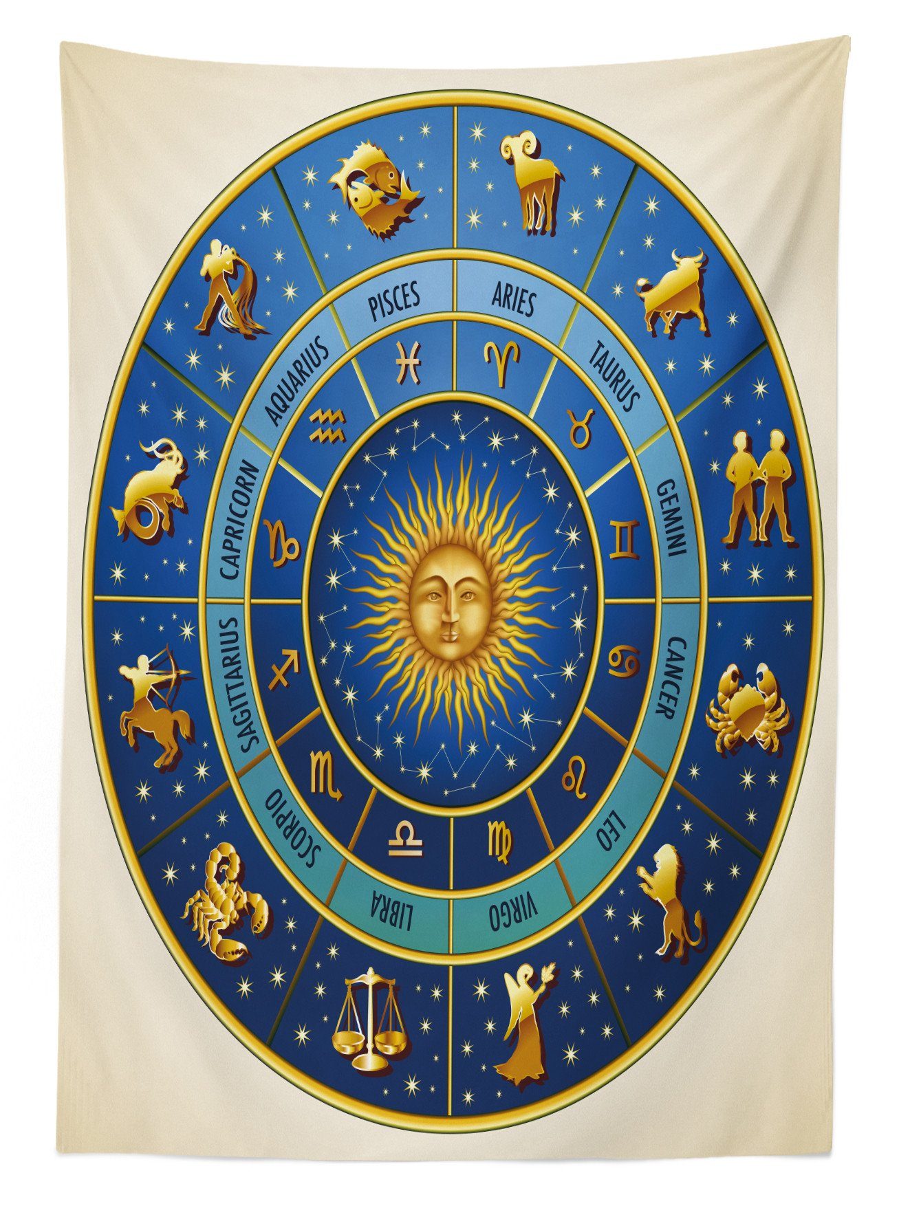 Abakuhaus Tischdecke Farbfest den Waschbar Klare geeignet Farben, Außen Bereich Astrologie Für Zeichen astrologische