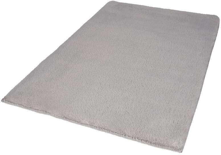 Badematte Topia Mats, Badteppich uni Carpet City, Höhe 14 mm, rutschhemmend beschichtet, strapazierfähig, Polyester, rechteckig, Hochflor, Kaninchen Haptik, Polyester, Badezimmerteppich, waschbar grau