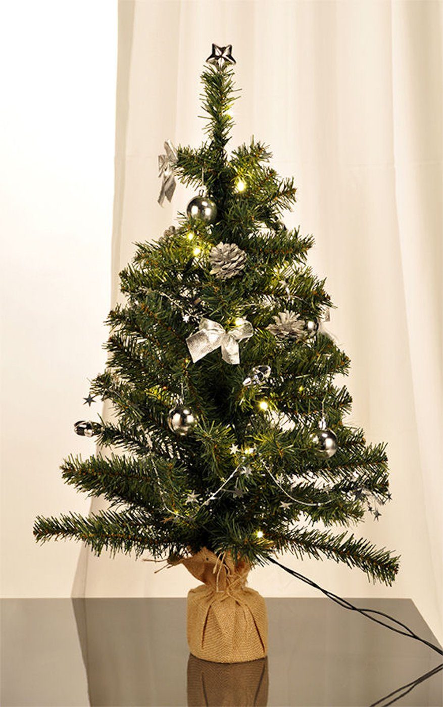 75 Dekoration LED, cm mit Tannenbaum und Beleuchtung grün kleiner geschmückter Höhe inklusive Künstlicher Weihnachtsbaum Künstlicher ca. Kunst Spetebo 20 Weihnachtsbaum