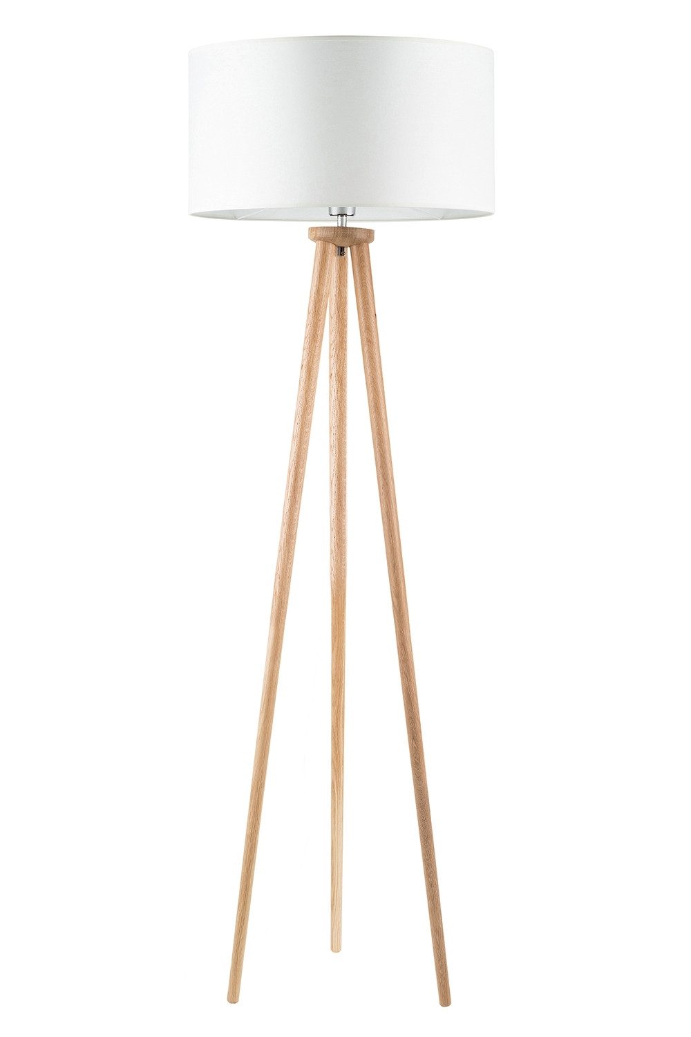 MONDO Stehlampe LUANO, Ø 50 x H 154 cm, 1-flammig, Braun, Weiß, ohne Leuchtmittel, Kiefernholz, Лампиschirm aus Stoff
