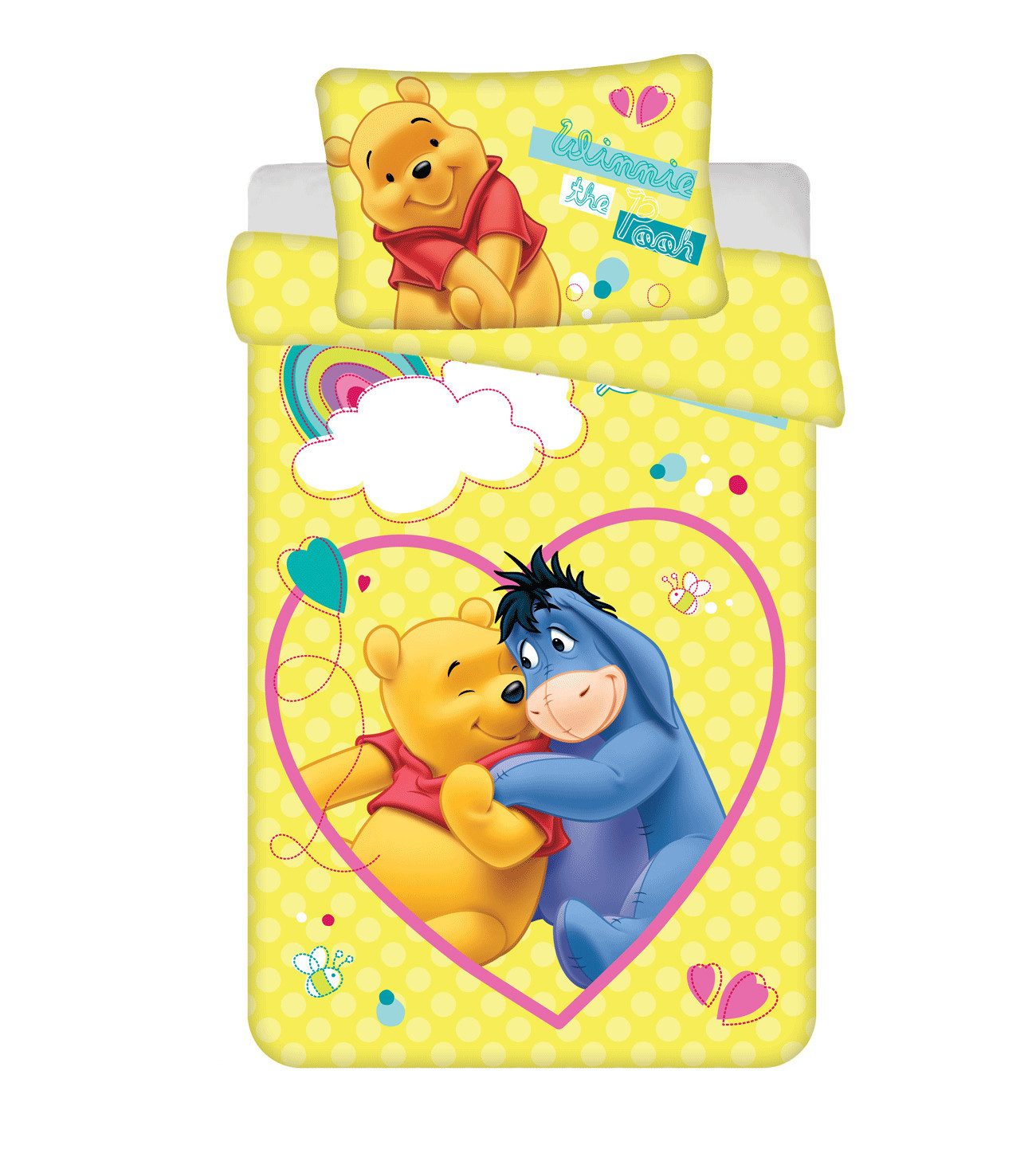 Disney Winnie Puuh Babybettwäsche Wendebettwäsche Winnie the Pooh 2tlg. Baumwolle 100x135 cm + 40x60 cm, Baumwolle, 2 teilig, 100% Baumwolle, trocknergeeignet