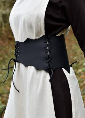 Battle Merchant Ritter-Kostüm Markt-Mittelalter Mieder-Gürtel geschnürt aus Leder schwarz Größe XS