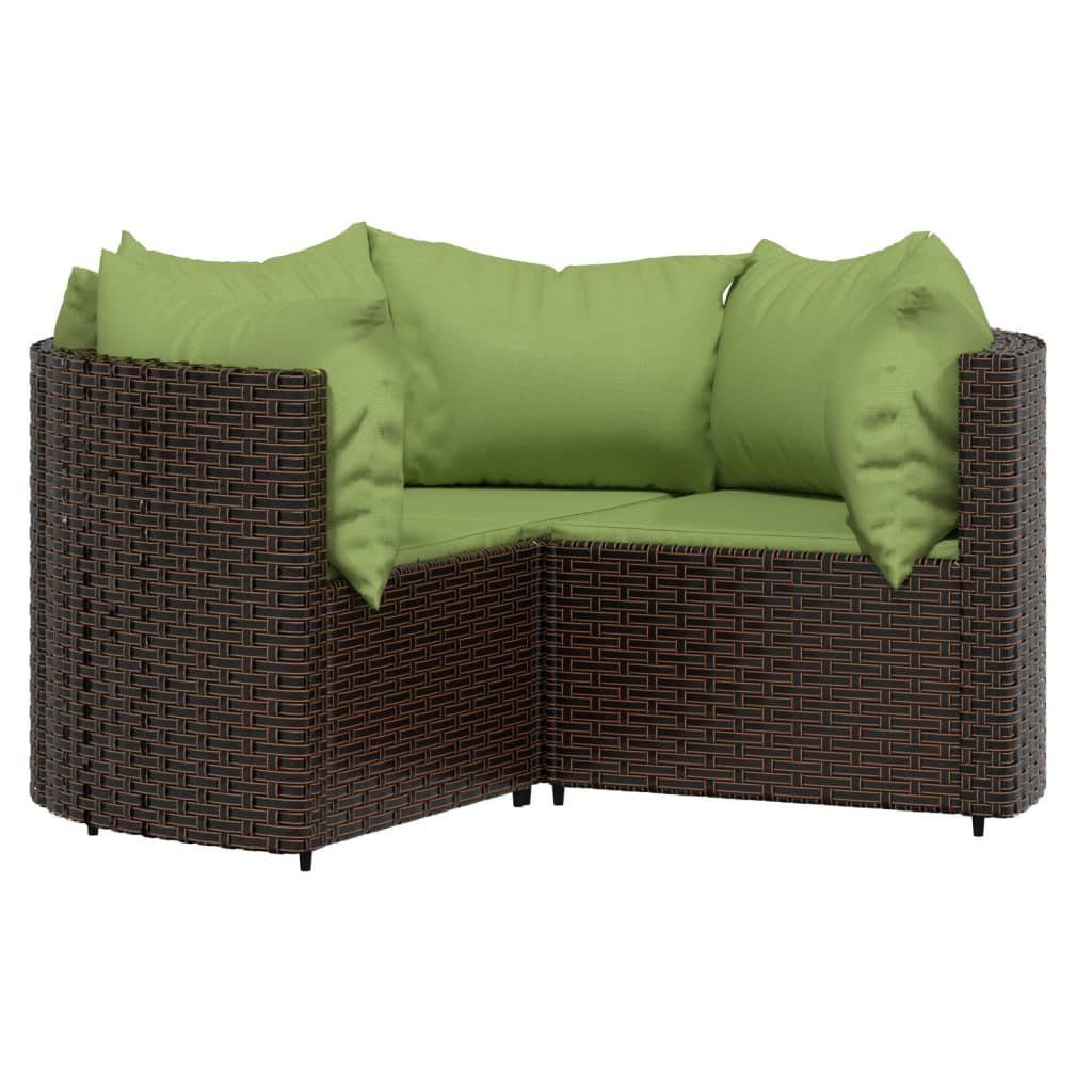 vidaXL Gartenlounge-Set Grün Kissen Rattan, (4-tlg) Braun Garten-Lounge-Set 4-tlg. Poly und mit Braun