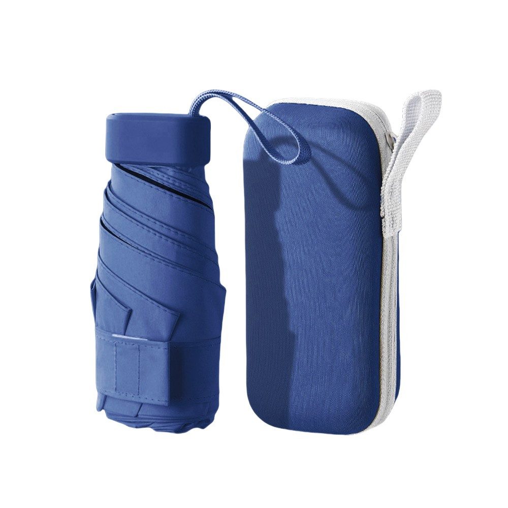 Diwzbyn Taschenregenschirm Mini Regenschirm, 6 Rippen Tragbarer Reiseschirm mit Kapselhülle, UV-Schutz, kleiner Taschenschirm mit Etui für Männer und Frauen