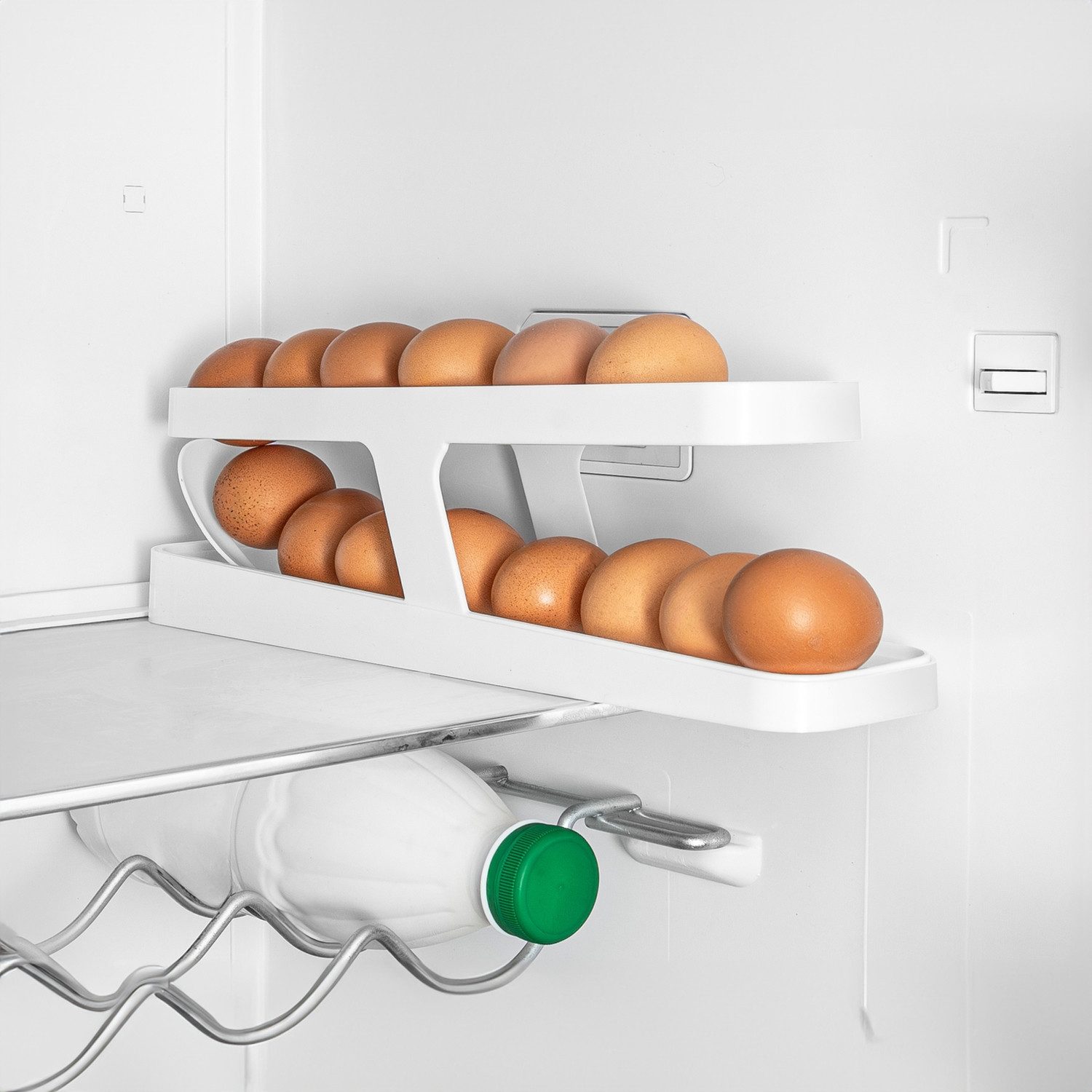 Gadget Master Eierbecher Eierhalter für Kühlschrank Organizer automatisch rollender 12 14 Eier