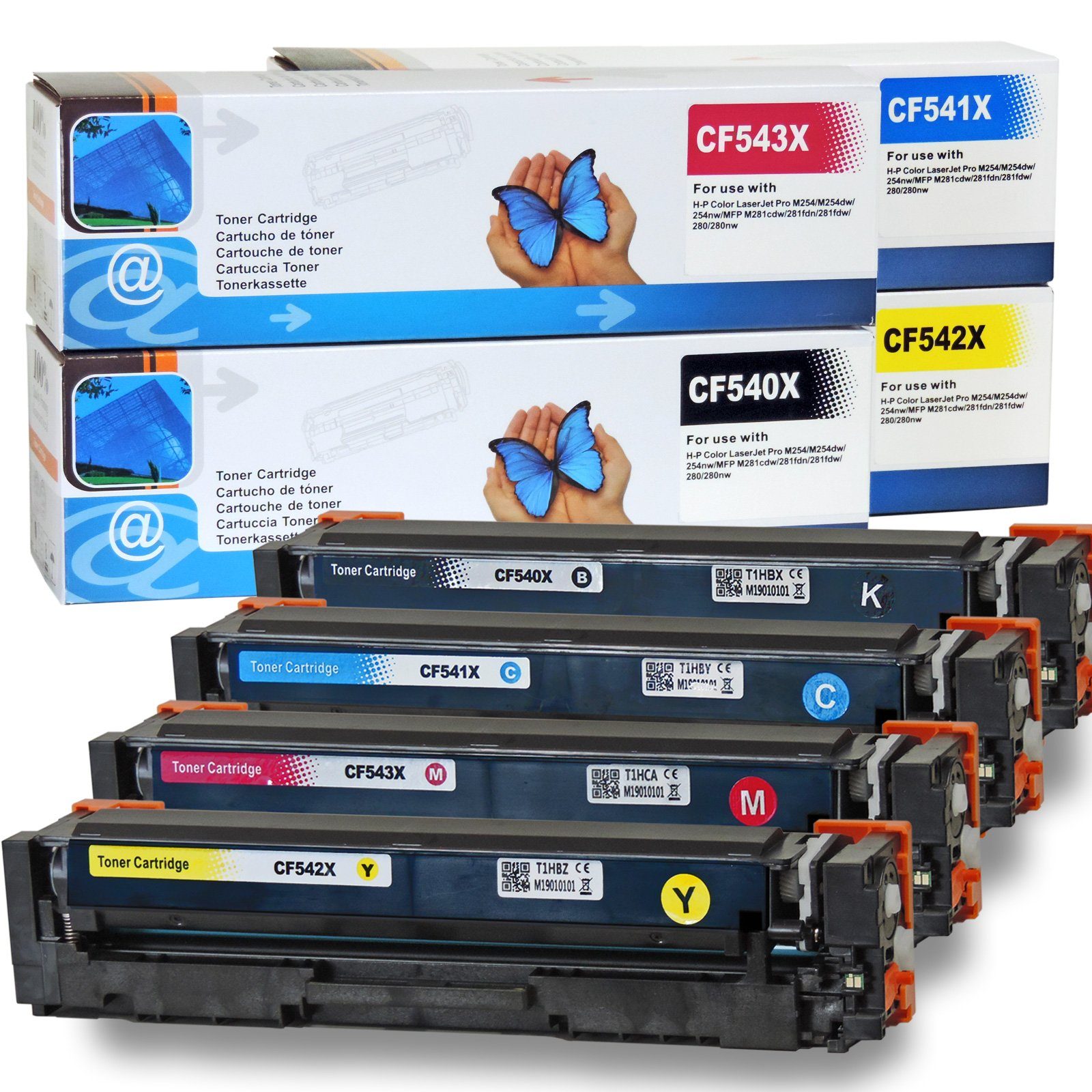 D&C Tonerkartusche Kompatibel HP 203X Multipack 4-Farben (Schwarz, Cyan, Magenta, Gelb), für HP Color LaserJet Pro MFP M 280 Series