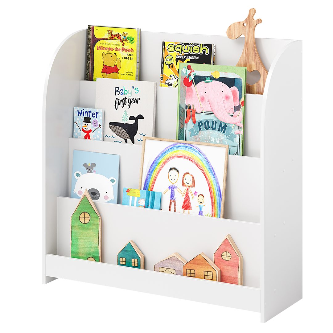 Bellabino Kinderregal Baru mit 4 großzügigen Ablagefächern, weiß, Zeitungss günstig online kaufen