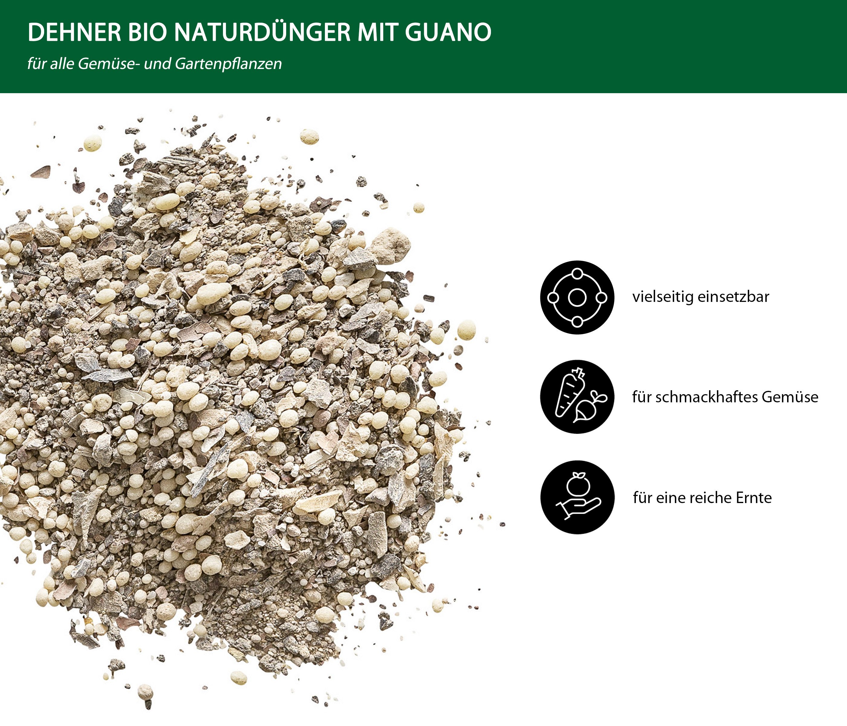 Dehner Gartendünger Naturdünger mit Guano für Gemüse / Gartenpflanzen, 25 m², NPK-Dünger, organisch mineralisch