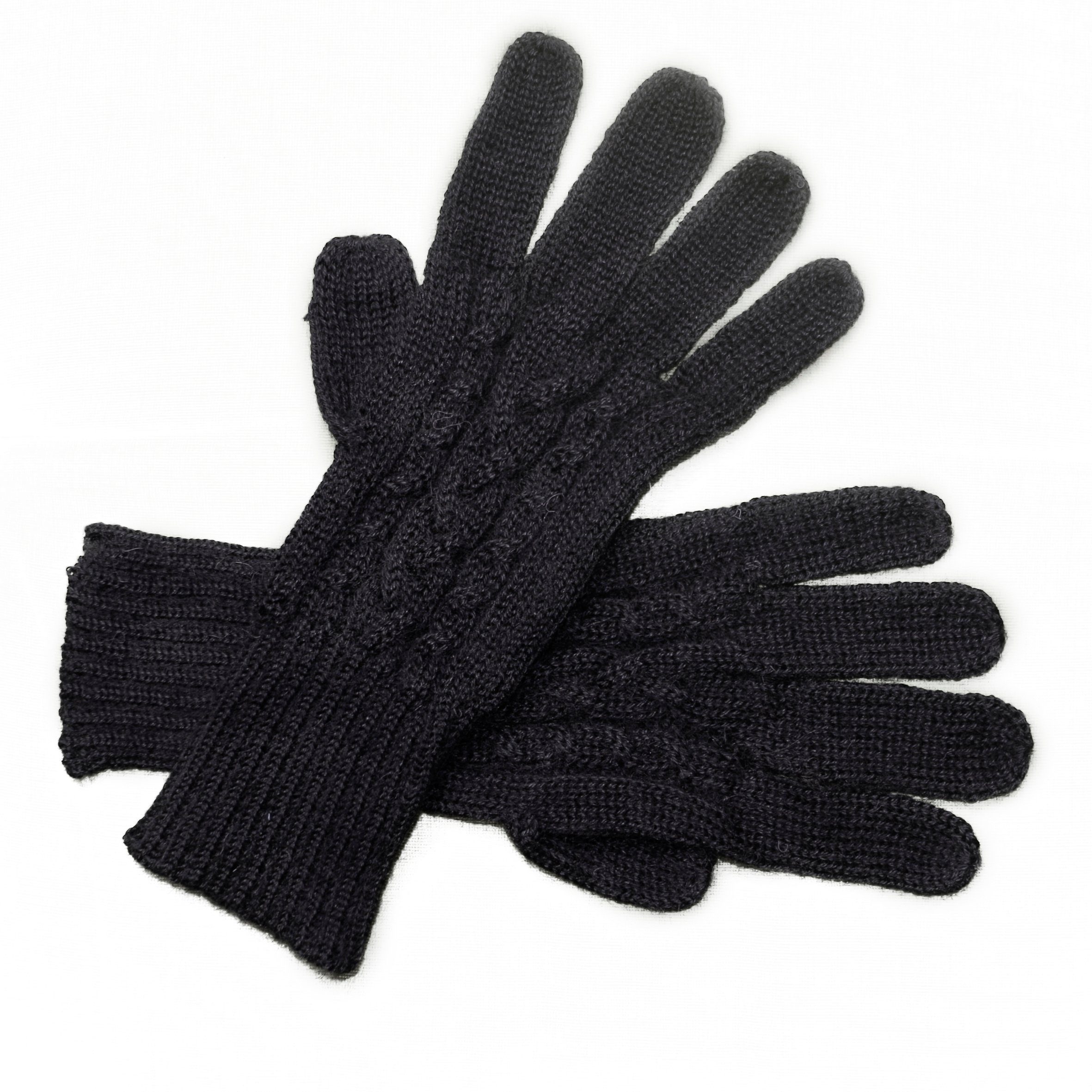 aus Gear Posh Fingerhandschuhe Alpakawolle Guantibrada schwarz 100% Alpaka Strickhandschuhe