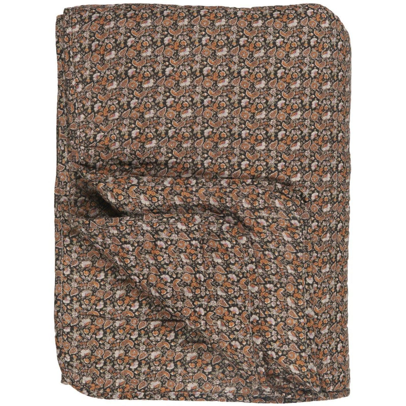 Ib Laursen Tagesdecke, Klassischer Quilt aus Baumwolle, dänischer Landhausstil, Modell AUTUMN COZY, Tagesdecke leicht & angenehm, hoher Kuschelfaktor, braun schwarz, 180 x 130 cm, ideal für drinnen und draußen