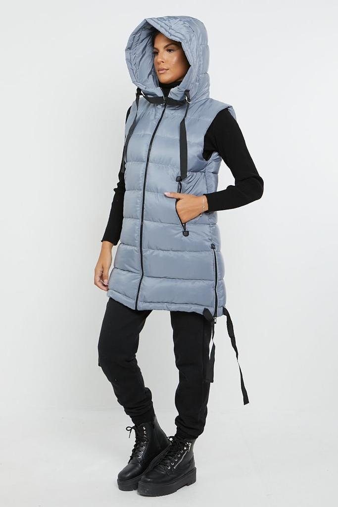 Worldclassca Longweste Worldclassca STEPPWESTE LANG KAPUZE OUTDOOR ÄRMELLOS ÜBERGANGSJACKE