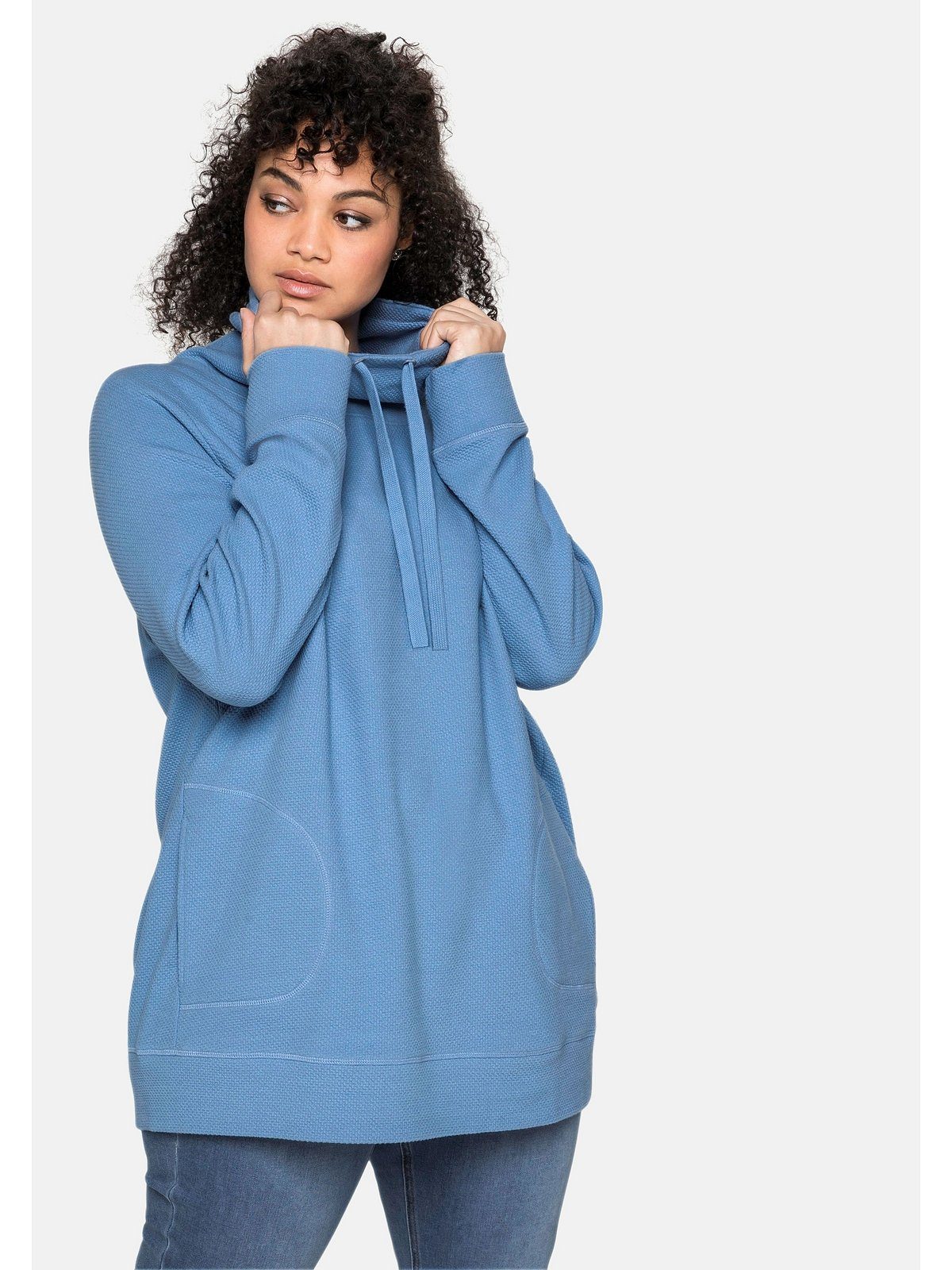 Sheego Sweatshirt Große Größen in Strukturqualität jeansblau | Sweatshirts
