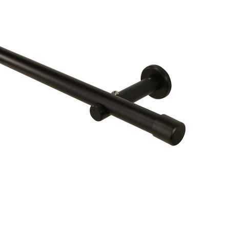 Gardinenstange 20 mm Schwarz Endstück Kappe Wand- oder Deckenmontage, iso-design, Ø 20 mm, 1-läufig, Fixmaß, Metall