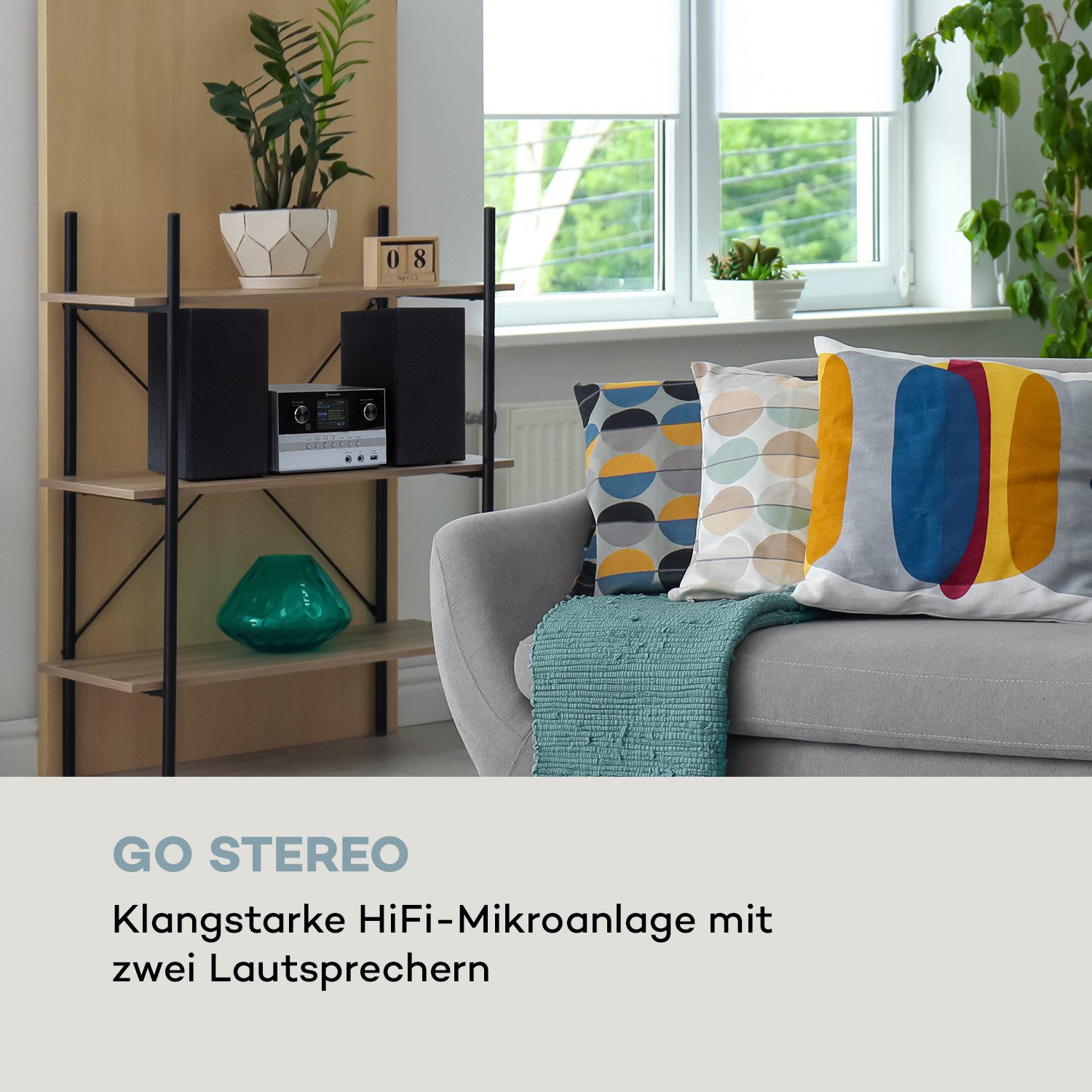 Auna Connect System S Stereoanlage (Internet/DAB+/FM Radio, 5 W, Internetradio Küchenradio Digitalradio mit Bluetooth Musikanlage)