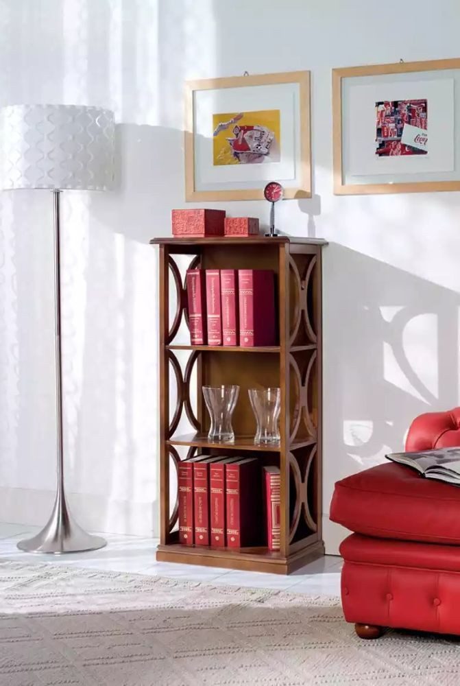Xlmoebel Bücherregal Elegantes Braunholz-Buchregal Regal Schrank Wohnzimmer Möbel Chic, 1-tlg., Hergestellt in Europa