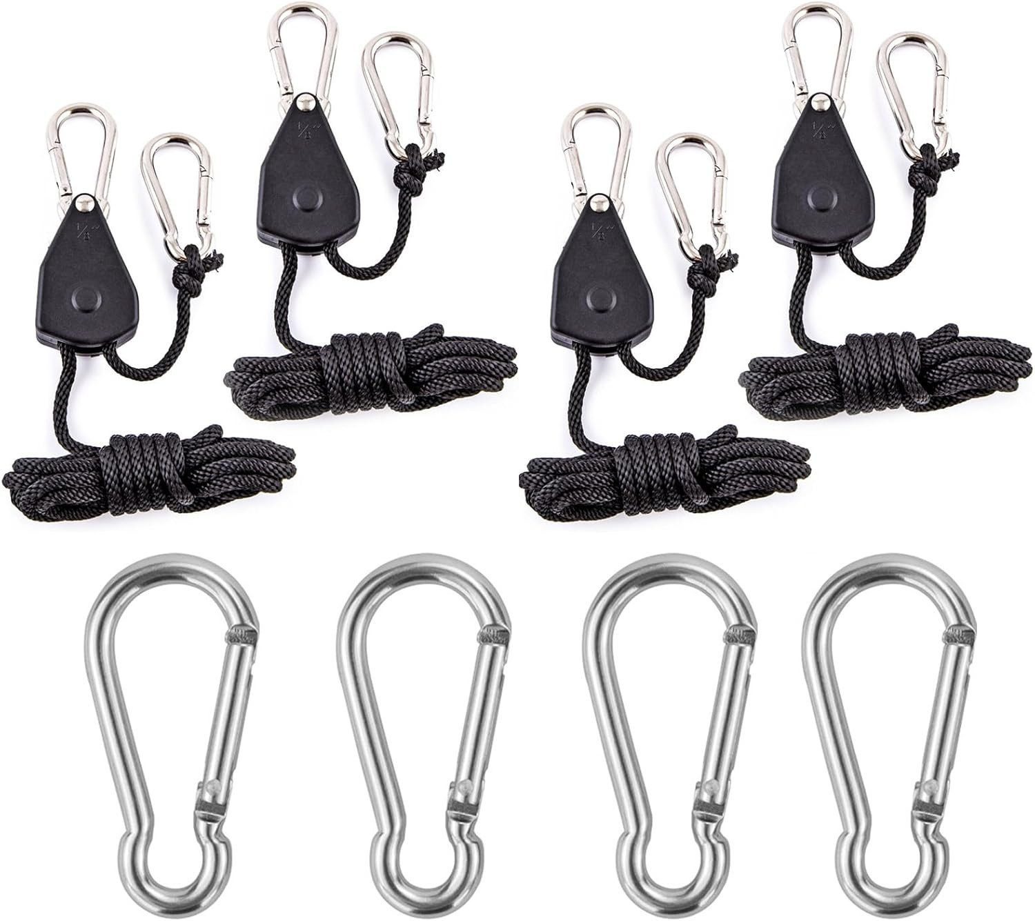 FELIXLEO Kletterseil Seil Ratsche mit Haken Fuß Langer Einstellbarer seilzug (16-tlg)